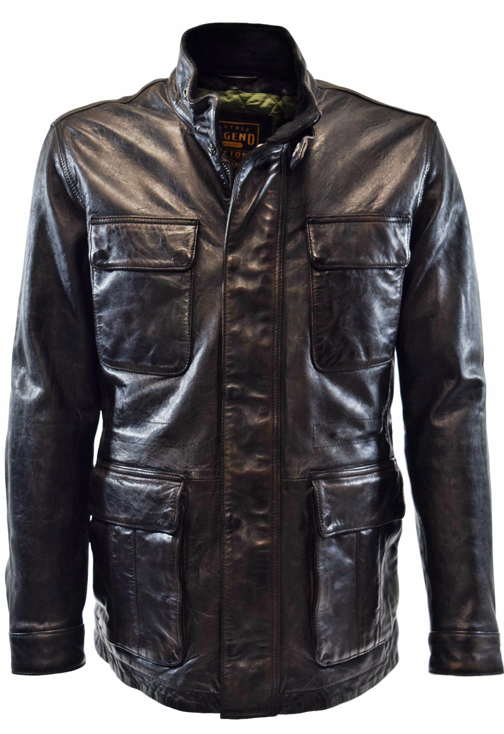 Zimmert Leather Daytona 73 Lederjacke Salemi robustes Leder, Schwarz Braun, Parka, Lederparka