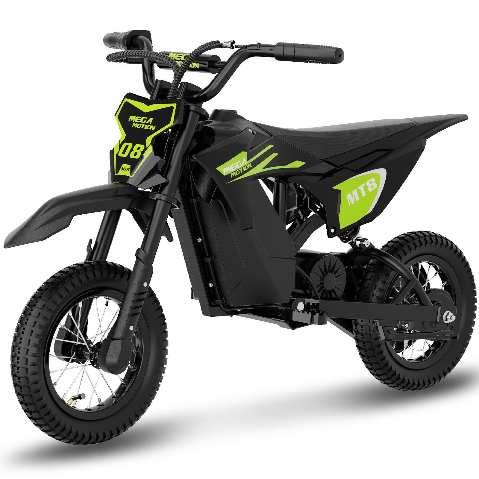 Mega Motion Elektro-Kindermotorrad MT8, 300W, 36V 5,2AH, 8/12/25 km/h,12 Zoll Luftreifen,Reichweite 18 km, Belastbarkeit 60 kg