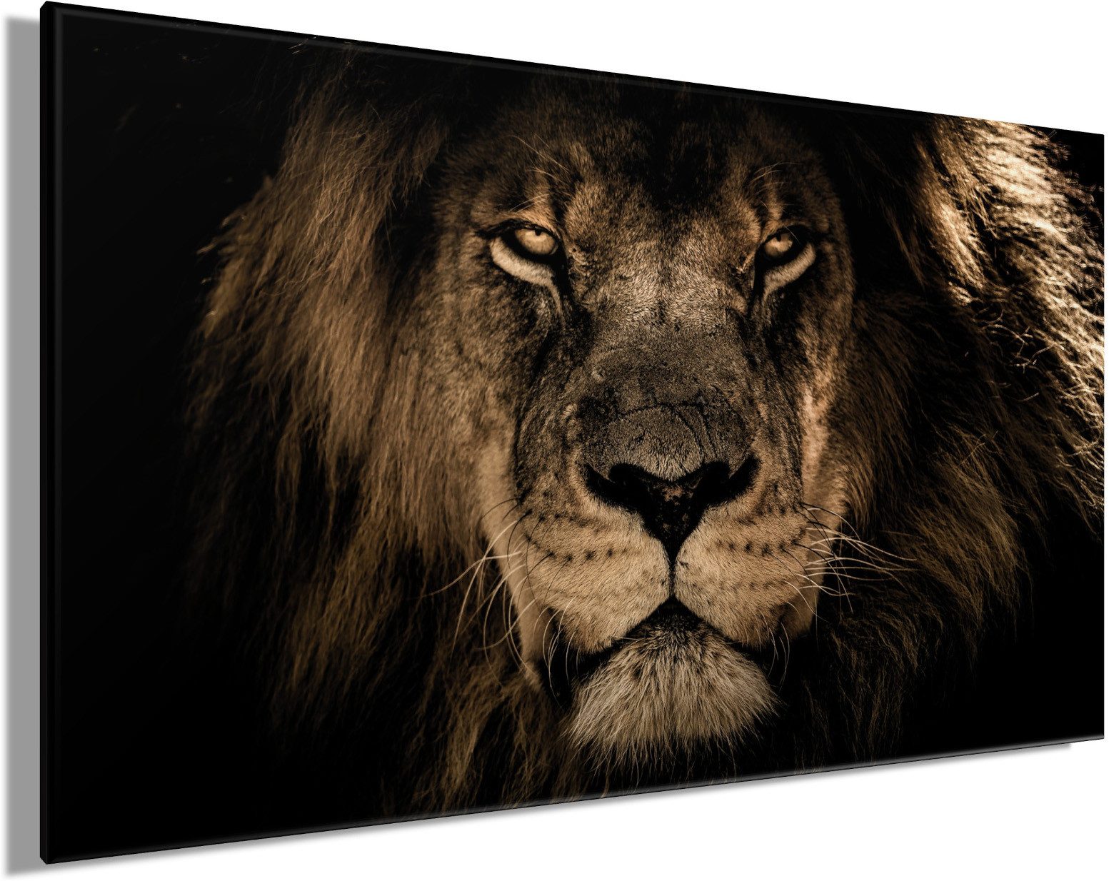 Bönninghoff Leinwandbild Wandbild LÖWENKOPF XXL 90x150 cm – Leinwandbild Keilrahmen Deko modern, Löwe, Löwen, Wildtiere (1 St), auf Keilrahmen gespannt