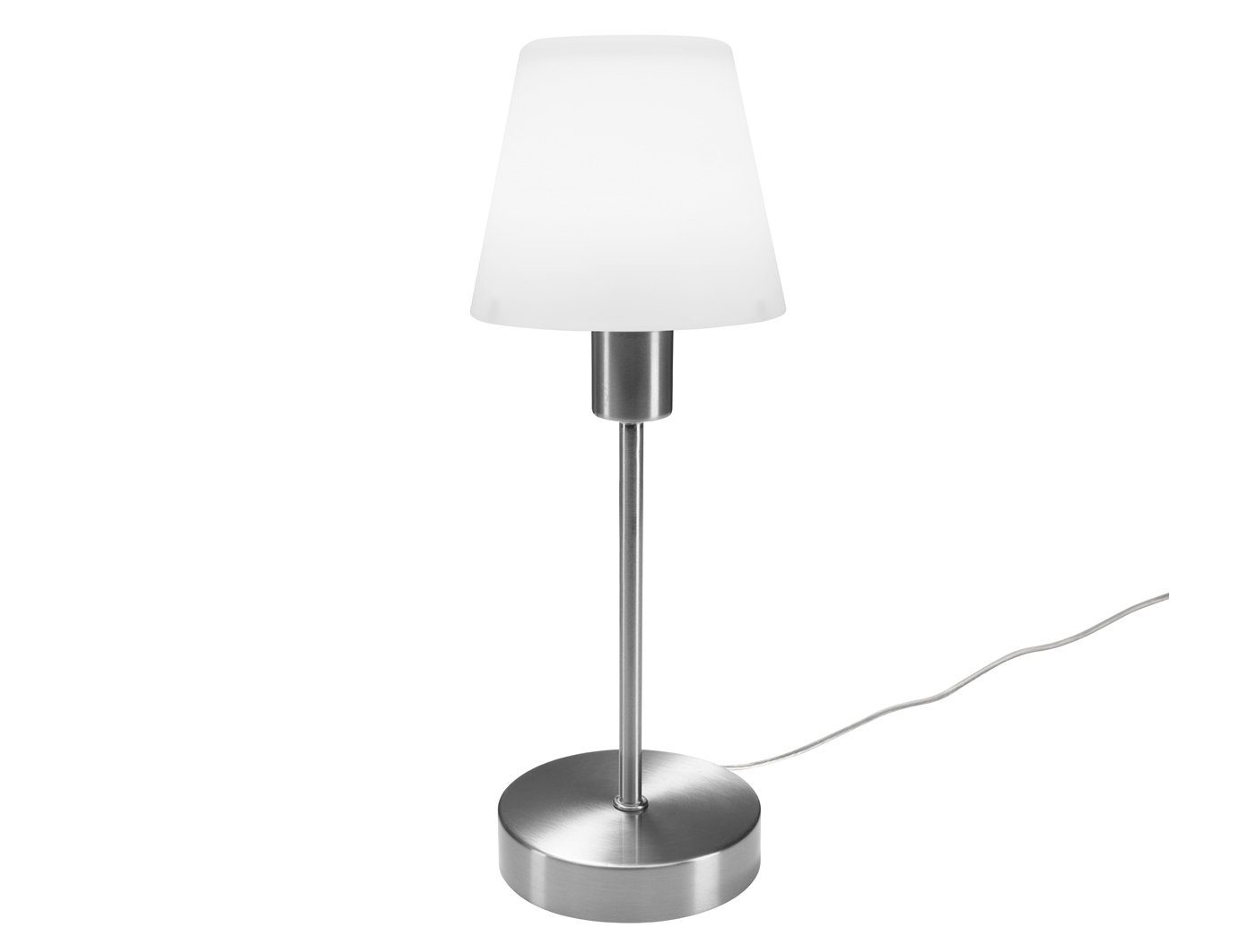 Bett & Glas-Schirm Dimmfunktion, Tischleuchte, meineWunschleuchte mit Lese-Lampe Treppenhaus Metallfuss fürs Leuchtmittel, kleine ohne