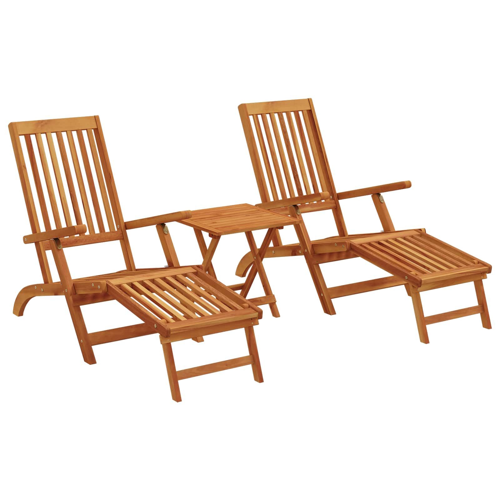 vidaXL Gartenliege Liegestuhl zum Verstellen und Klappen 2 pcs Natur, 2 St.