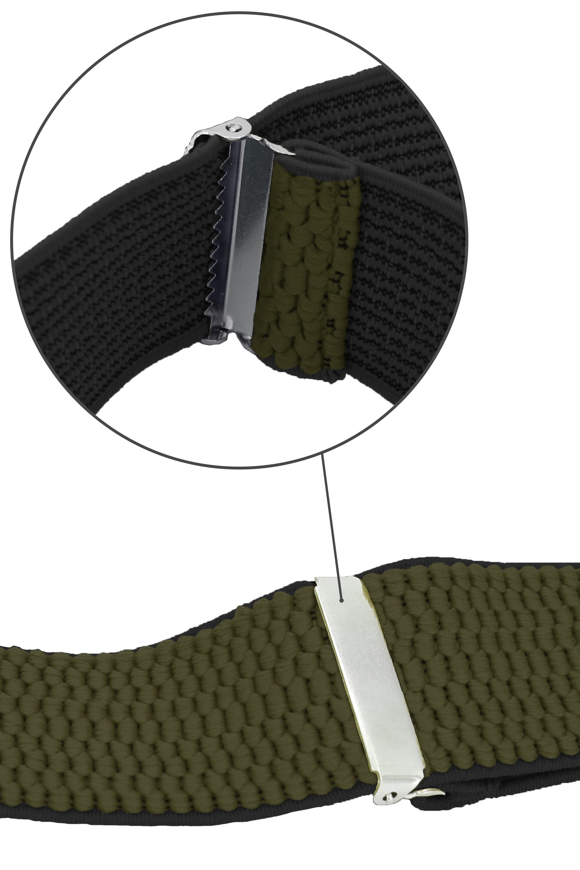 Fabio Farini Hosenträger 4cm Breites Y-Design verstellbar mit extra starken Clipverschluss, Olivgrün – Bild 5 von 5
