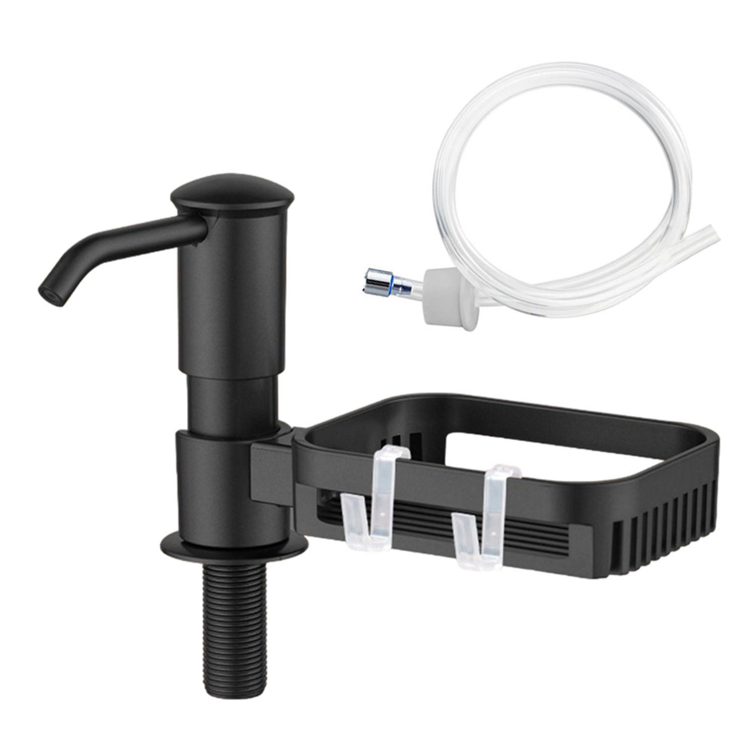 Refttenw Spülmittelspender Spüli Spender, Spülmittelspender Küche mit Schwammhalter, mit 1,2 m Langem Schlauch