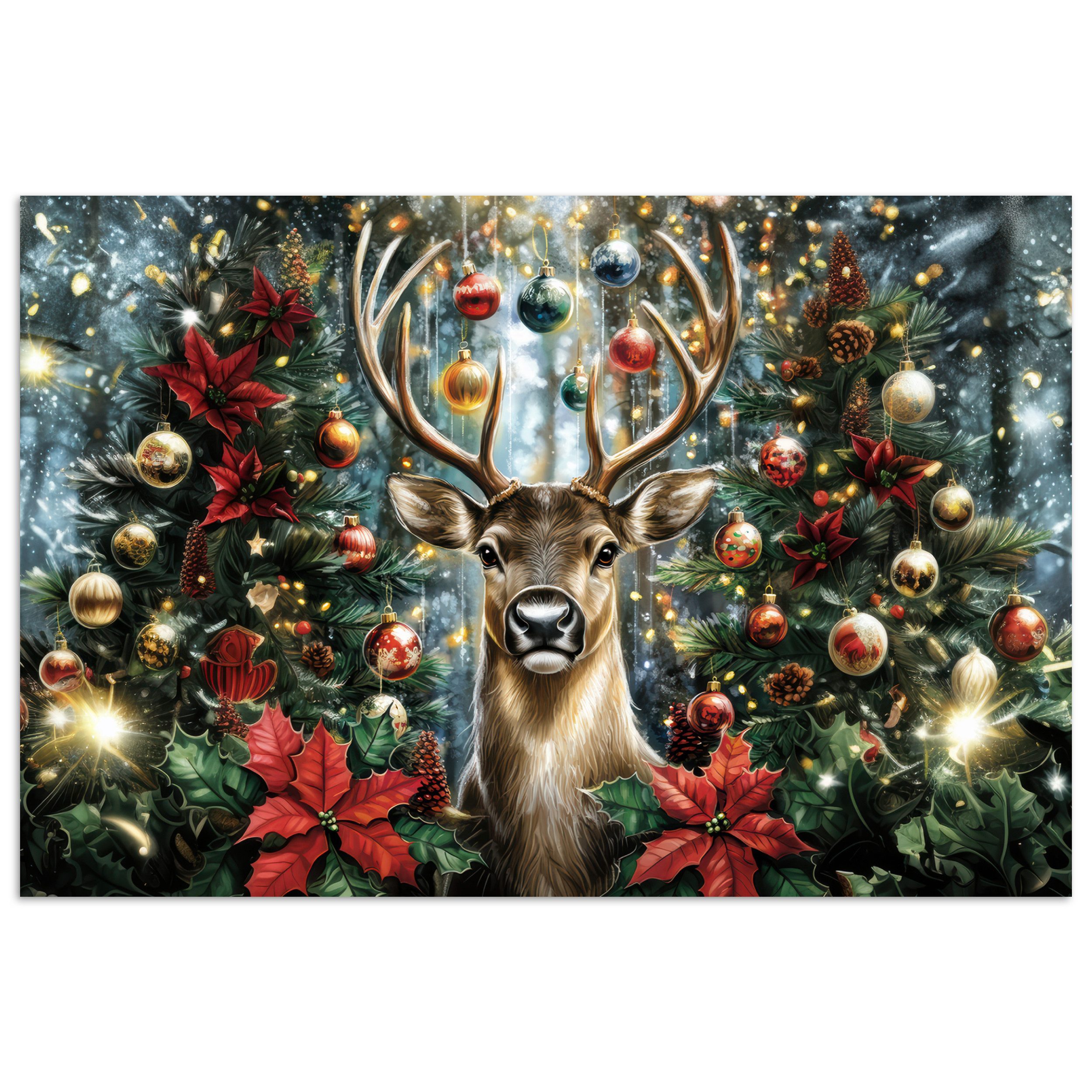 MuchoWow Poster Weihnachtsfeier - Tannenwald - günstig online kaufen