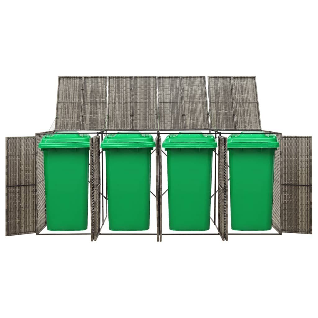 vidaXL Mülltonnenbox 4 Tonnen Mülltonnenverkleidung Mülltonnenbox grau Polyrattan