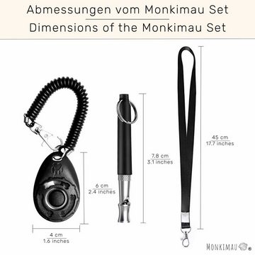 Monkimau Tier-Clicker Hundepfeife mit Klicker und Leine im Set, Edelstahl, Packung