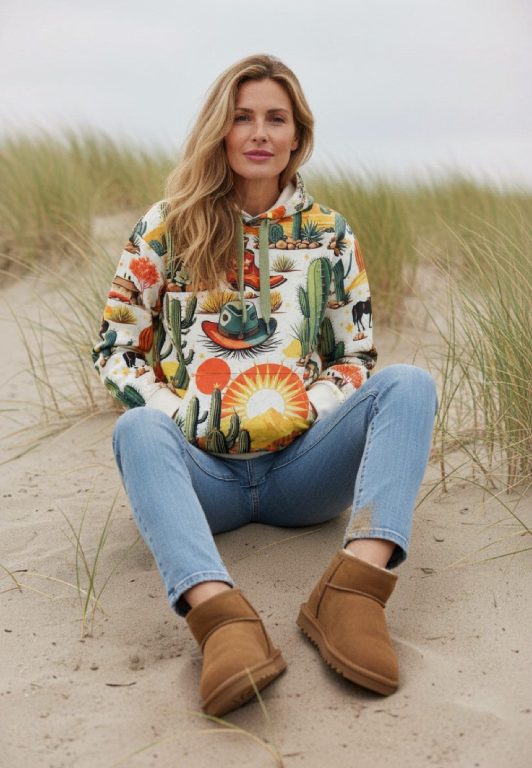 salzhaut Hoodie VULLTREFFER Damen Oversized salzhaut Kapuzenpullover – bequemer Fit und nordisch klares Design