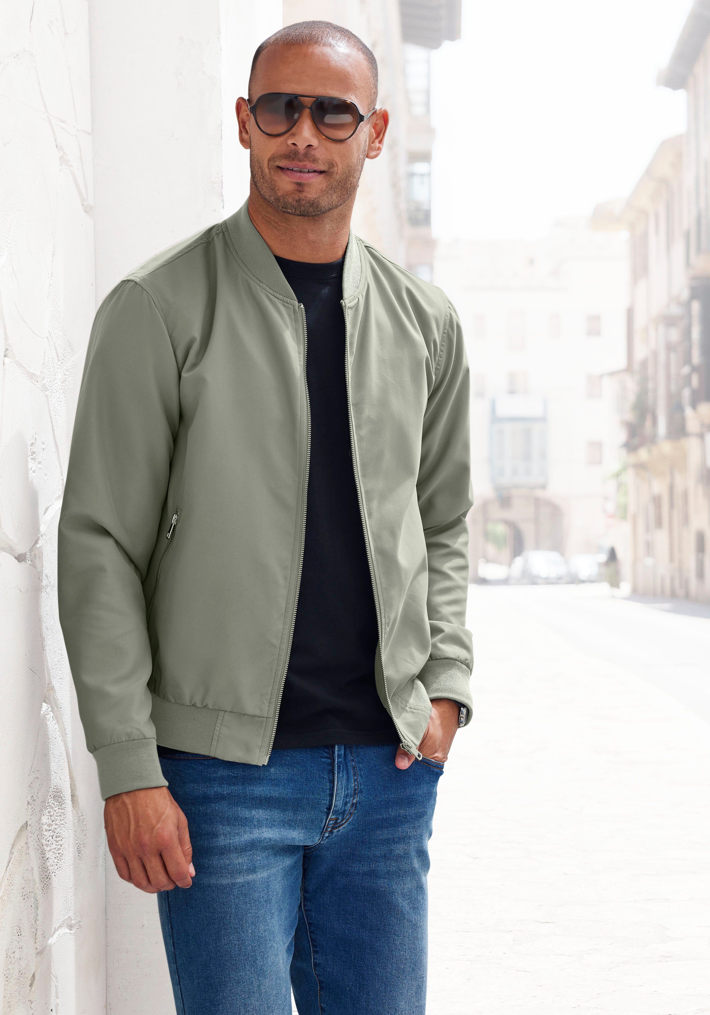 John Devin Bomberjacke / Blouson mit Rippkragen, Pilotenjacke / Übergangsjacke mit Innentasche, regular fit