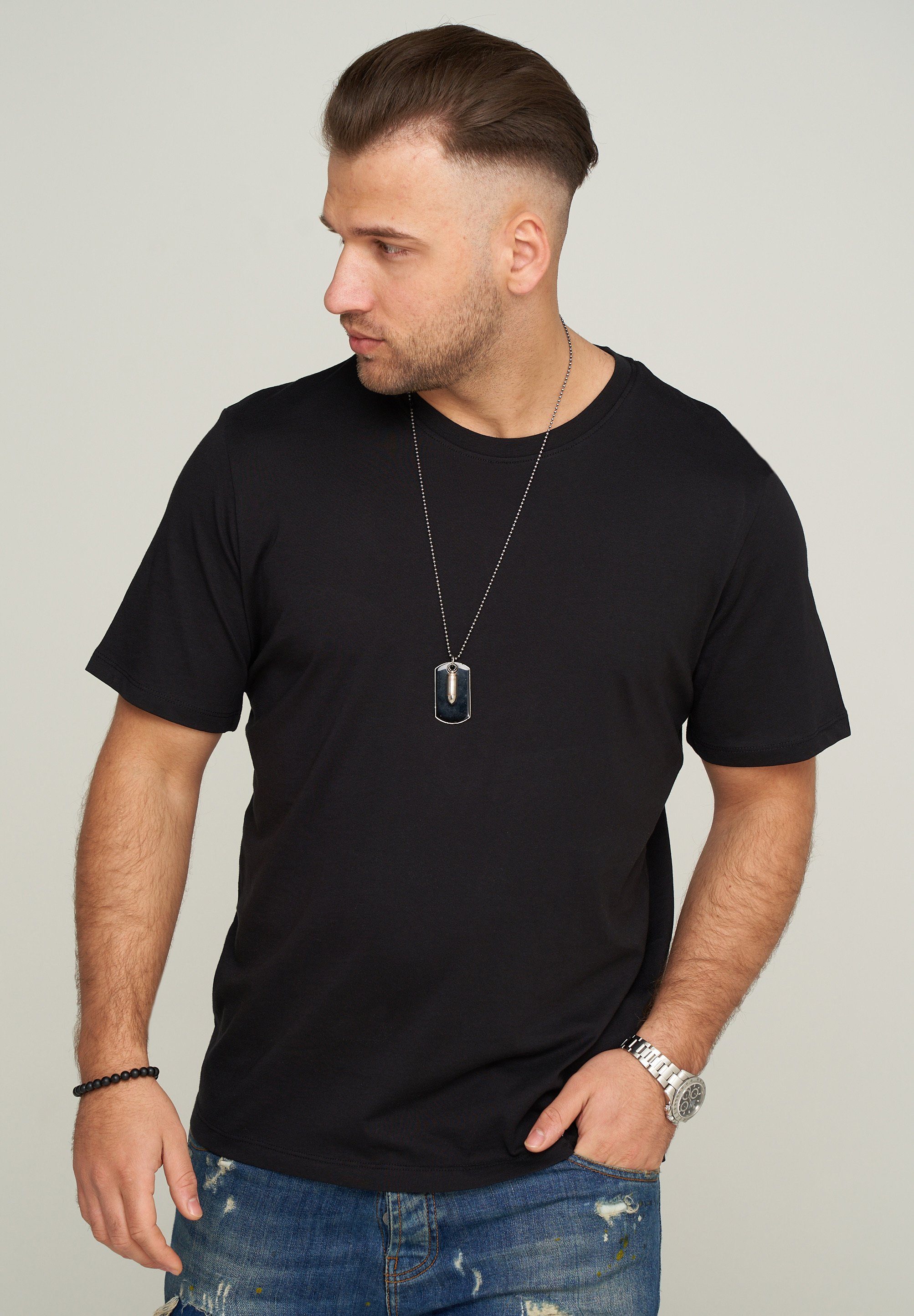 Jack & Jones T-Shirt JCOMETA TEE Herrenshirt aus Baumwoll-Stretch Basic Kur günstig online kaufen