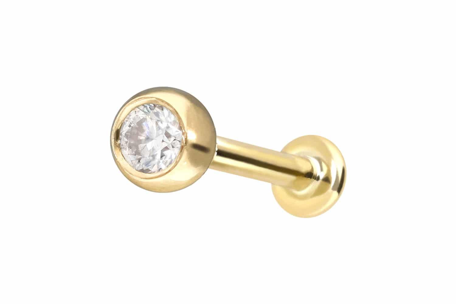 PIERCINGLINE Piercing-Set 14 Karat Gold Labret mit Innengewinde MOISSANIT ( günstig online kaufen