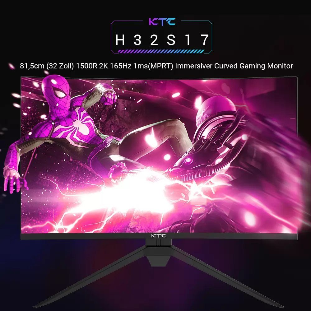 Reaktionszeit, UWQHD, Hz, px, 1500R) Curved Curved-Gaming-Monitor 1 ms 165Hz QHD HVA HVA, H32S17 165 (2560x1440 KTC