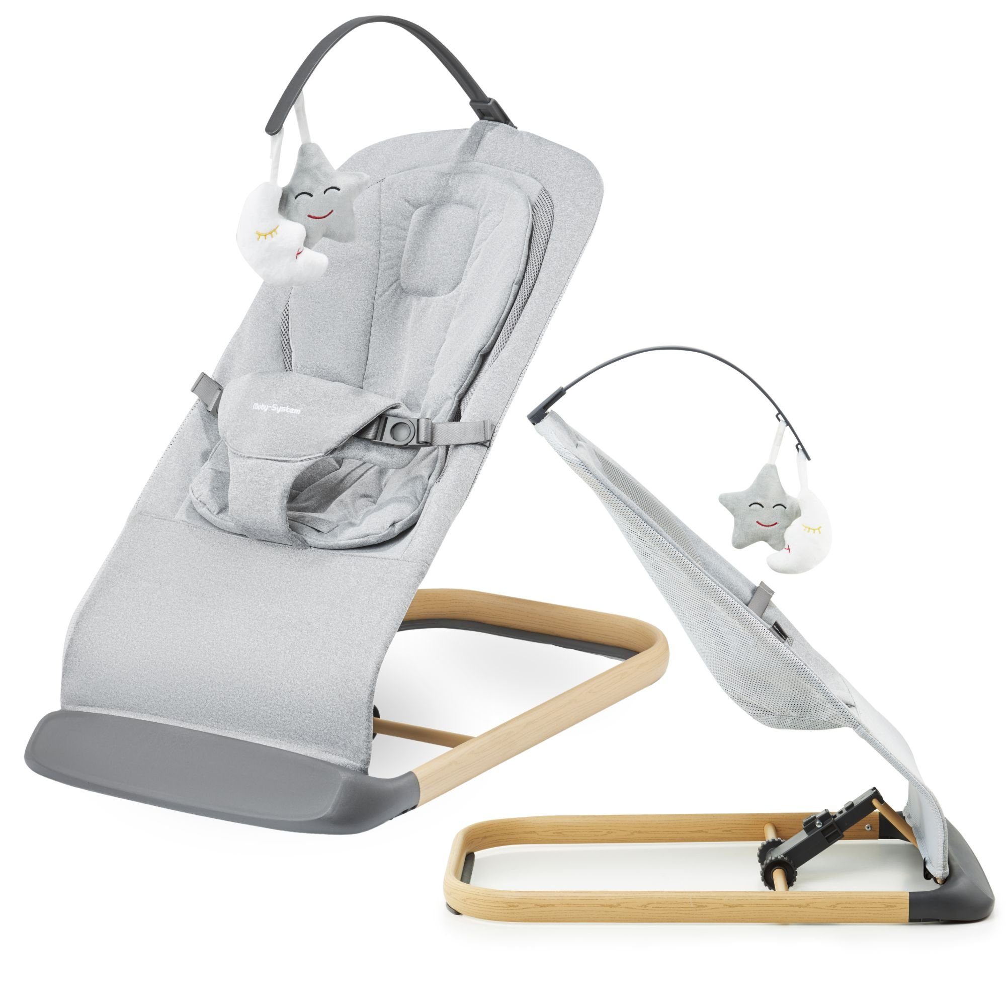 Babywippe 2-in-1-Schaukelstuhl mit Einlage LILY - grau