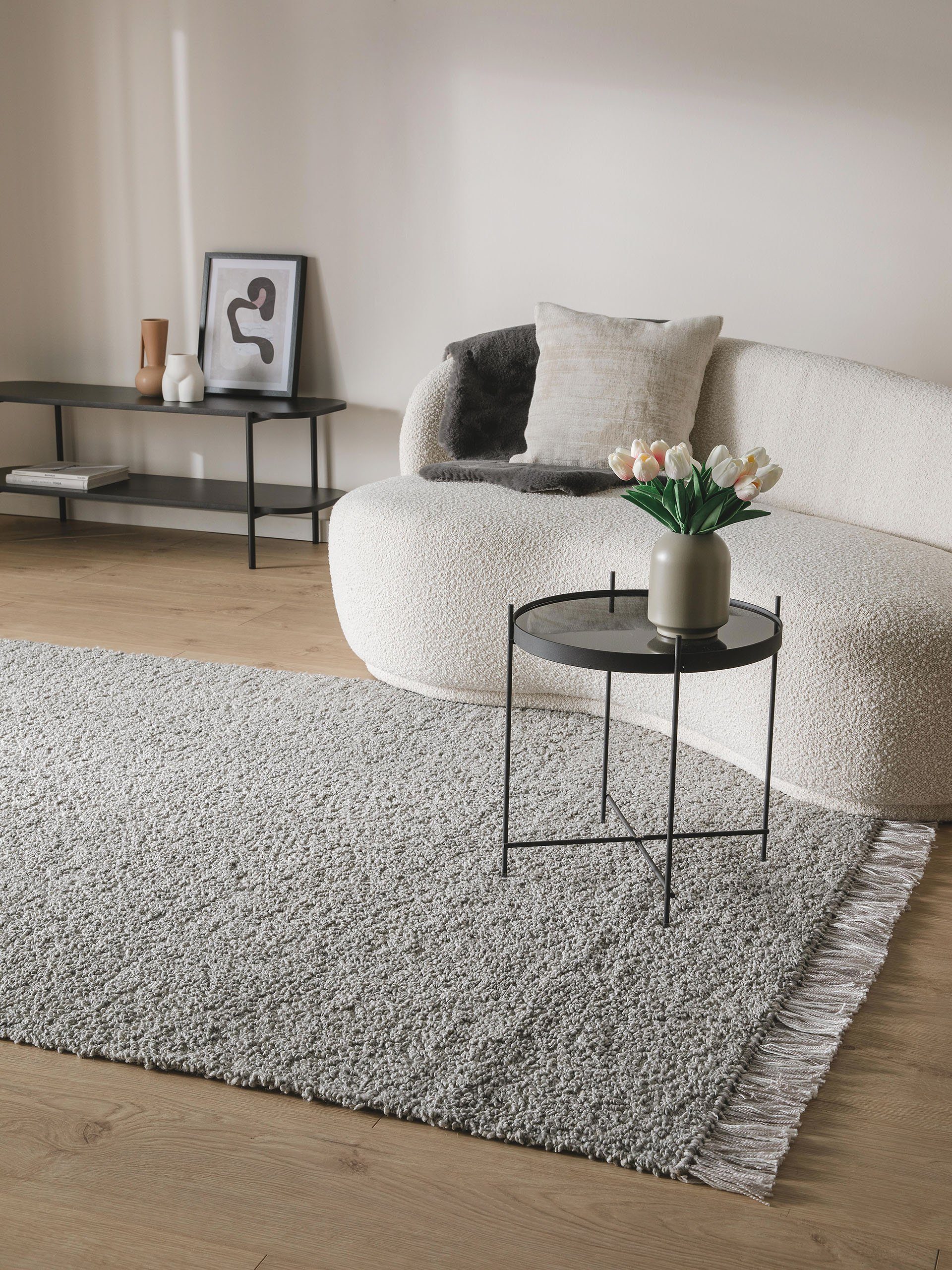 benuta Teppich Eddy, rechteckig, Höhe: 11 mm, Kunstfaser, Berber, Ethno-Style, Wohnzimmer