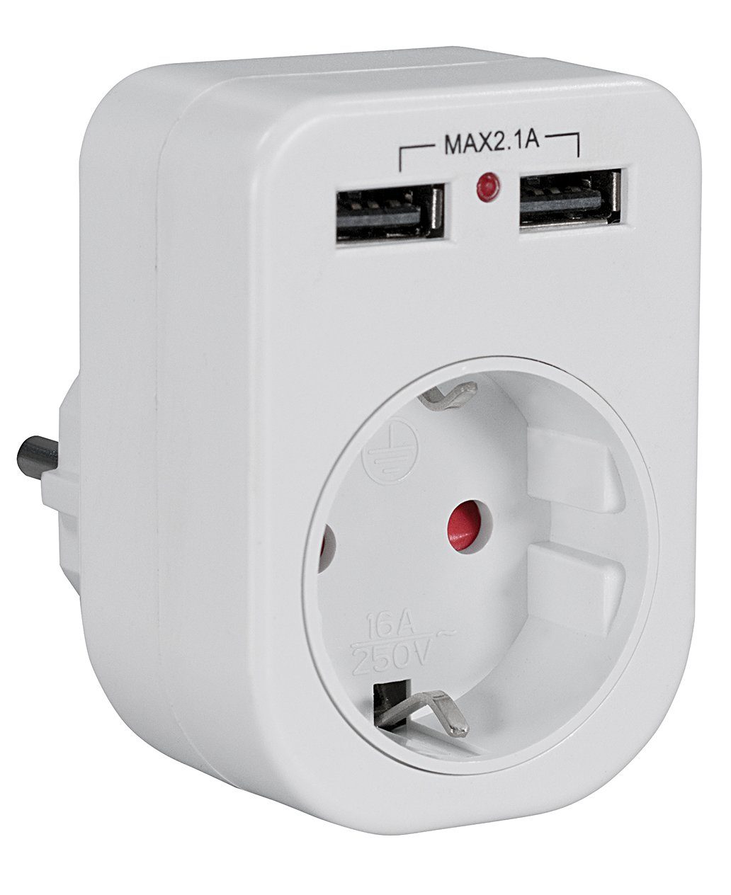 Ladeadapter Mehrfachsteckdose, USB 2,1A Maxtrack