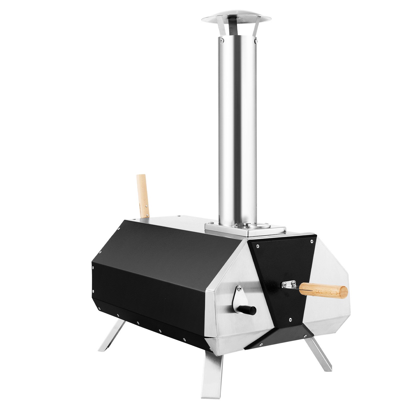 COSTWAY Pizzaofen Outdoor, aus Edelstahl mit Pizzastein, für Garten