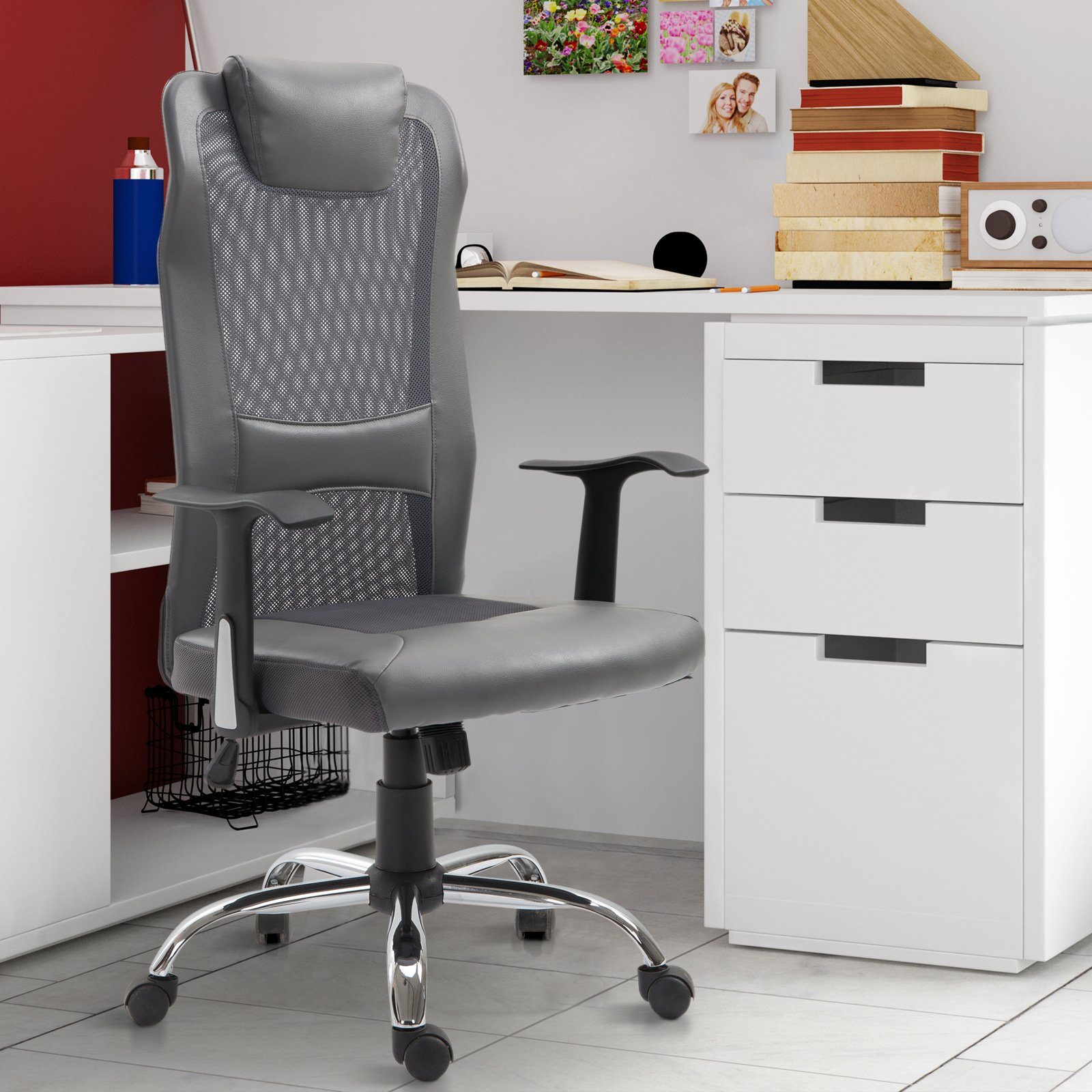 Vinsetto ergonomisch Bürostuhl grau Schreibtischstuhl