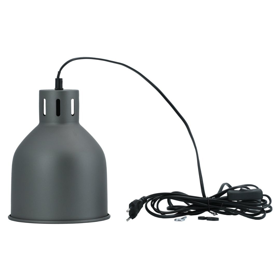 PARUS Pflanzenlampe Zubehör, ohne Leuchtmittel, 4 Meter Kabel, Venso EcoSolutions E27 SAGA Lampenschirm Grau, LED Pflanzenlampe E27 P