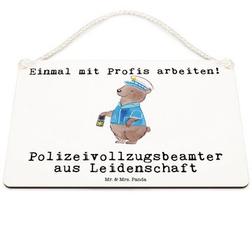 Mr. & Mrs. Panda Hinweisschild DIN A6 Polizeivollzugsbeamter Leidenschaft - Weiß - Geschenk, Wanddek, (1 St), Mit Kordel