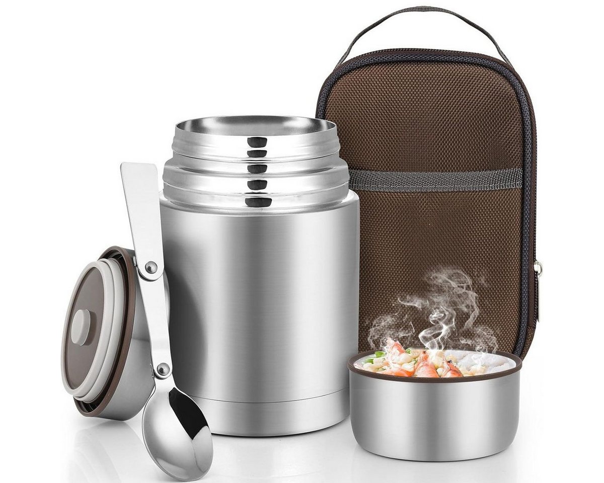 SURFOU Thermobehälter Thermobehälter Für Essen 800ML, Thermobecher Wärmebehälter, Thermobox, Edelstahl, (Lebensmittelechter Edelstahl Warmhaltebehälter Speisegefäß für Essen,BPA frei, PVC frei, 800ml, Thermoskanne Essen Auslaufsicher für Suppe, Brei, Müsl