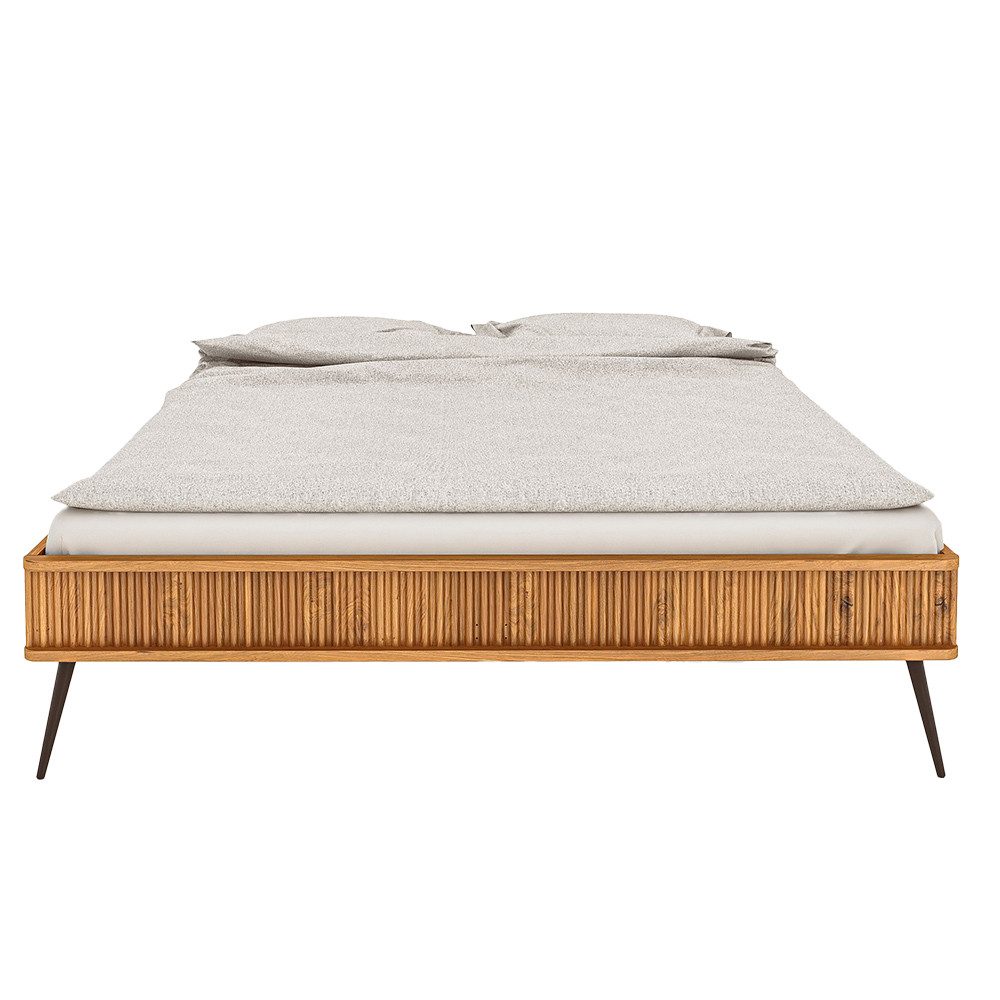 Lomadox Bettgestell KABALA-165, Liegefläche 90x220 cm, Eiche massiv geölt, gerilltes Bettende