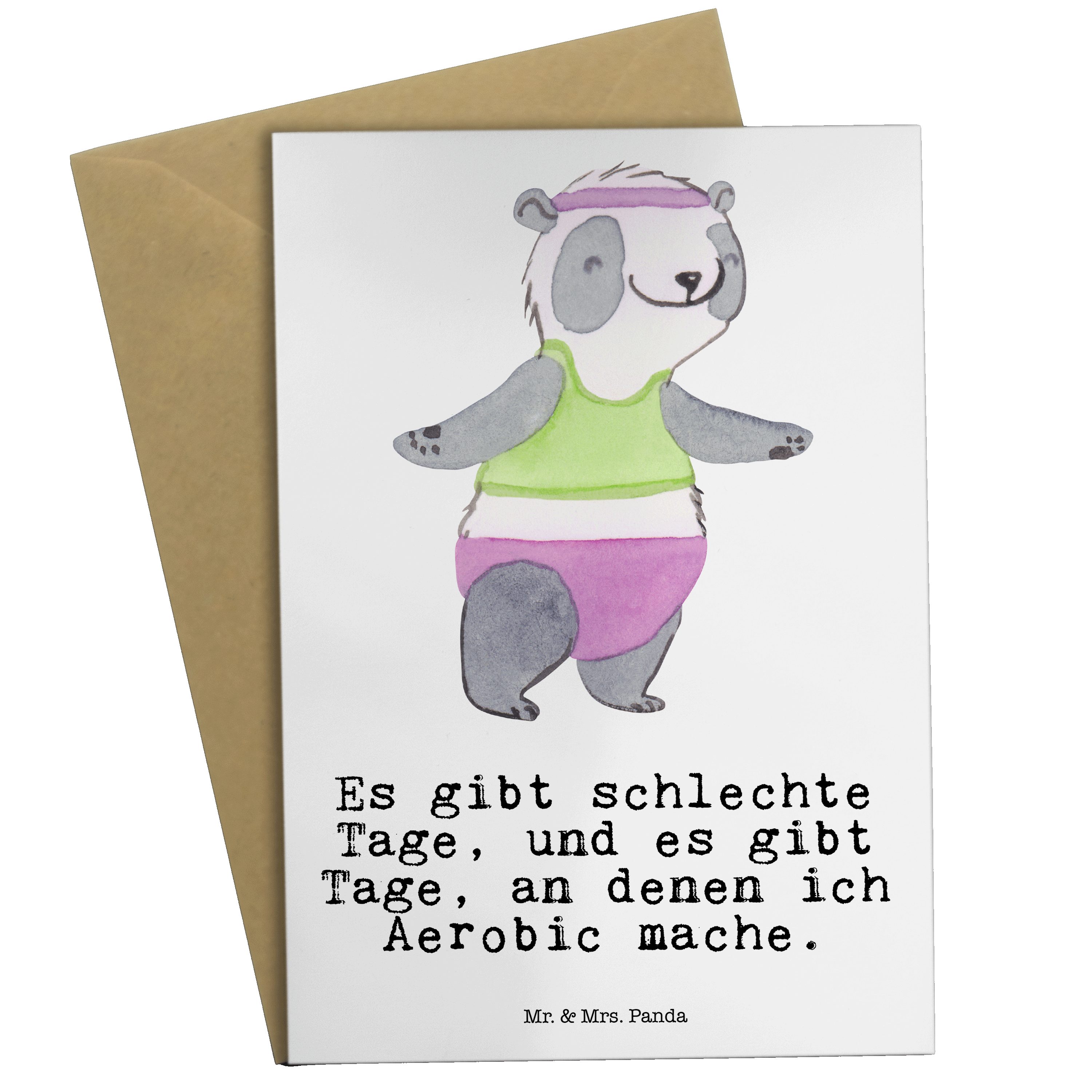 Mr. & Mrs. Panda Grußkarte Panda Aerobic Tage - Weiß - Geschenk, Geburtstagskarte, Dankeschön, S