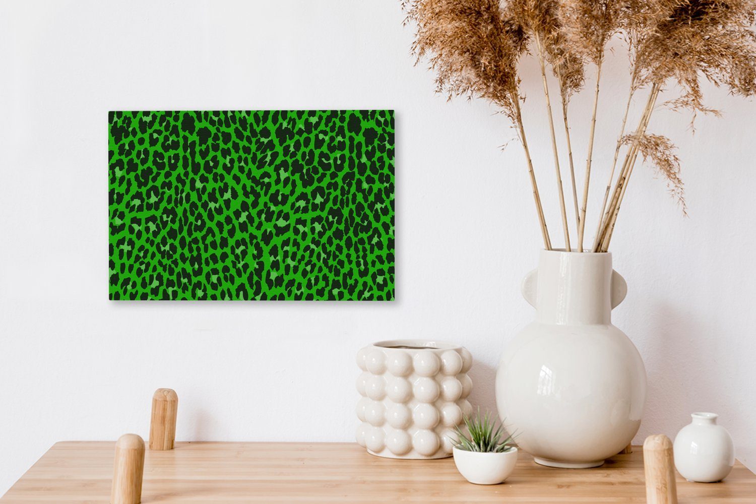 OneMillionCanvasses® Leinwandbild Panther Druck - Wandbild 30x20 Aufhängefertig, Grün Leinwandbilder, (1 cm Design, St), - Wanddeko