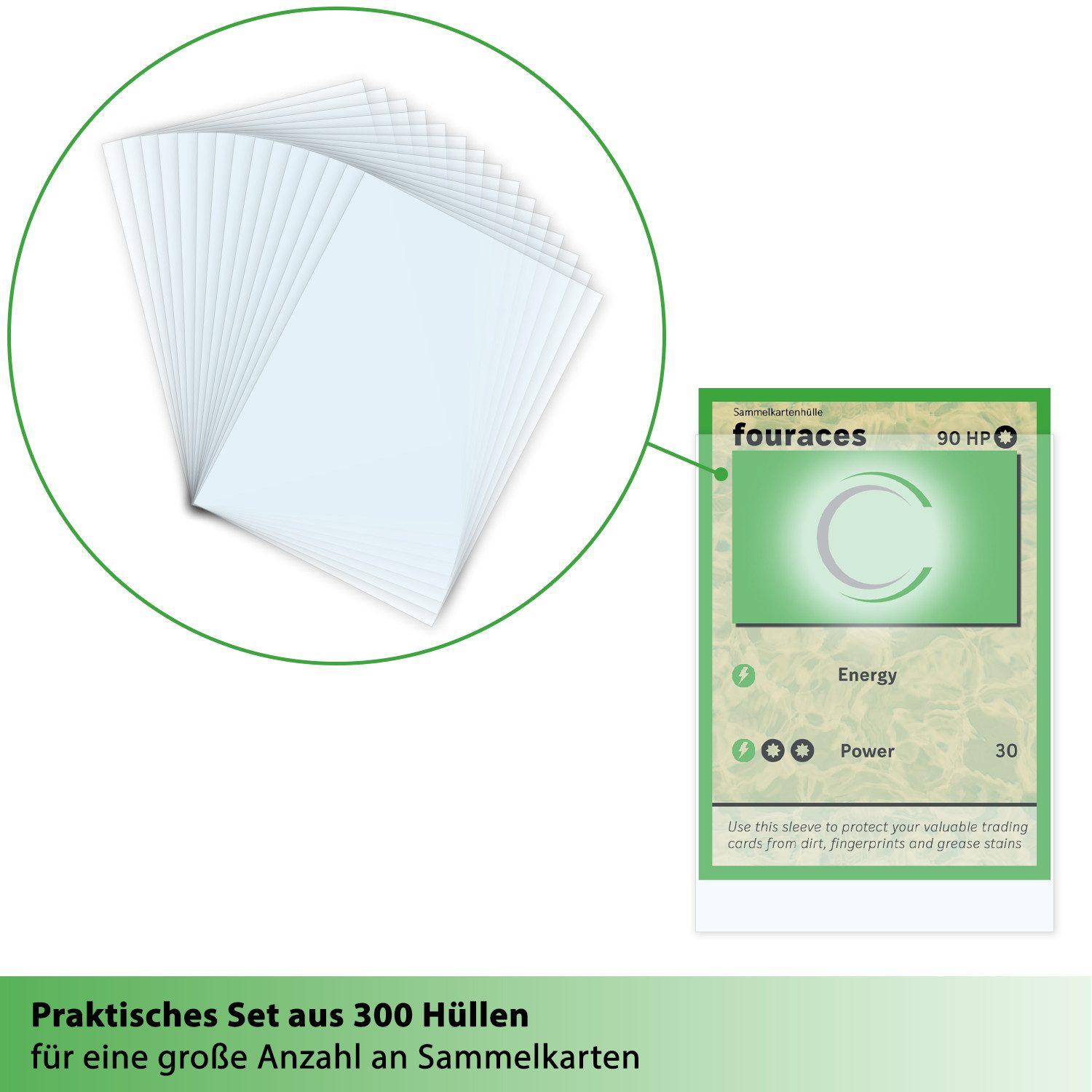 fouraces Etui fouraces Sammelkartenhüllen 300 Stk. für Pokemon 90x66mm transparent