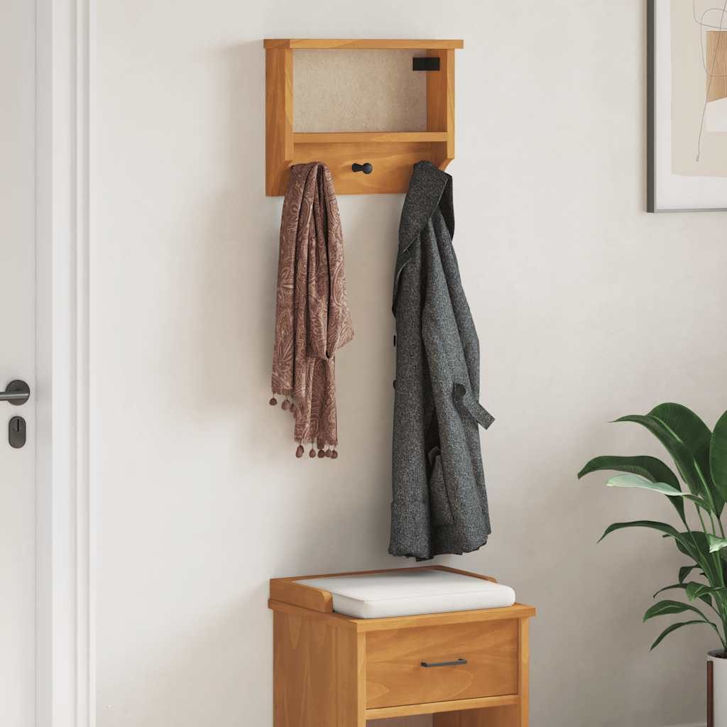 vidaXL Garderobenständer Wandgarderobe SANDNES 45x12x35 cm Massivholz Kiefer, (1 St)