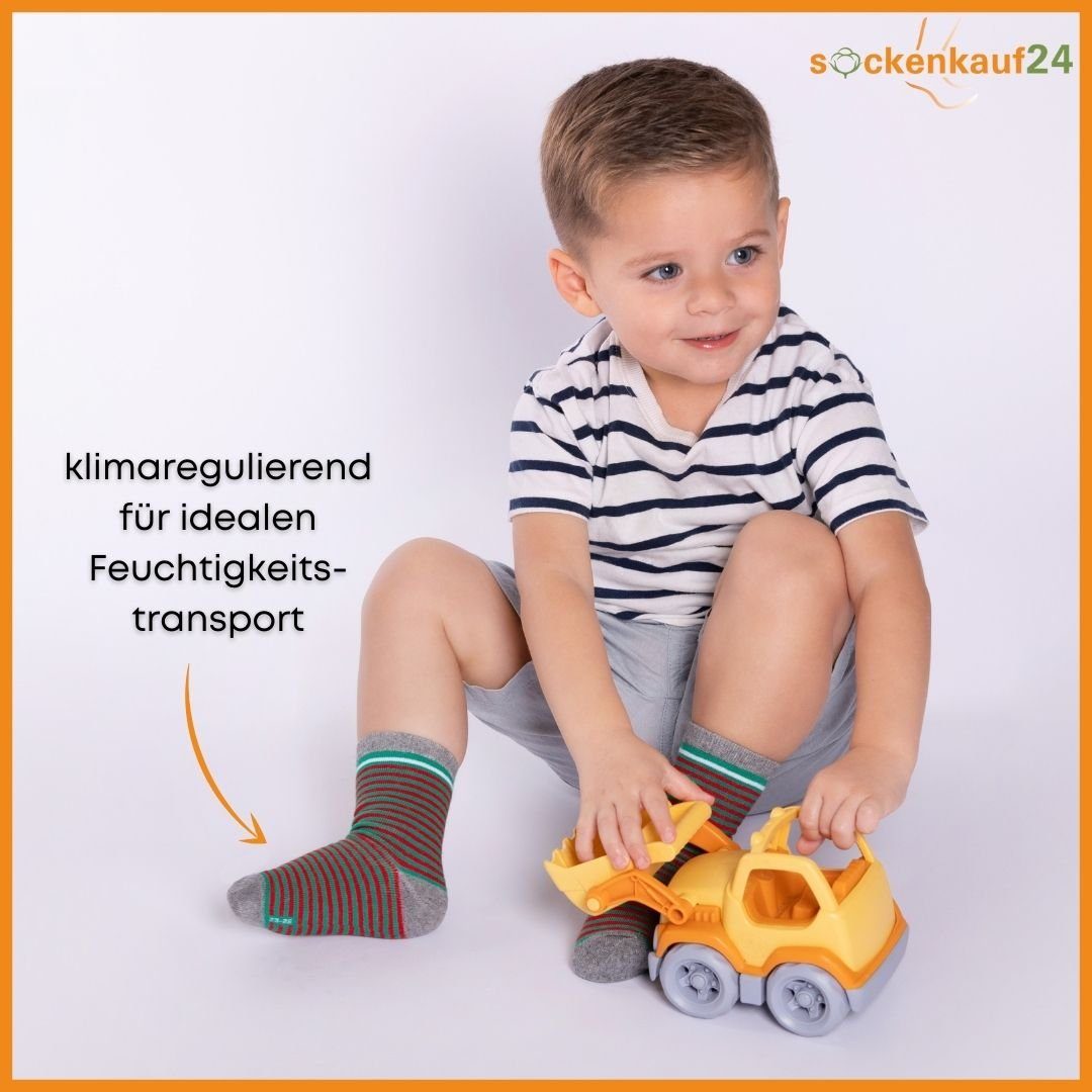 sockenkauf24 Socken 10 Paar Kindersocken für Jungen lang Kinder Socken mit weichem Bund