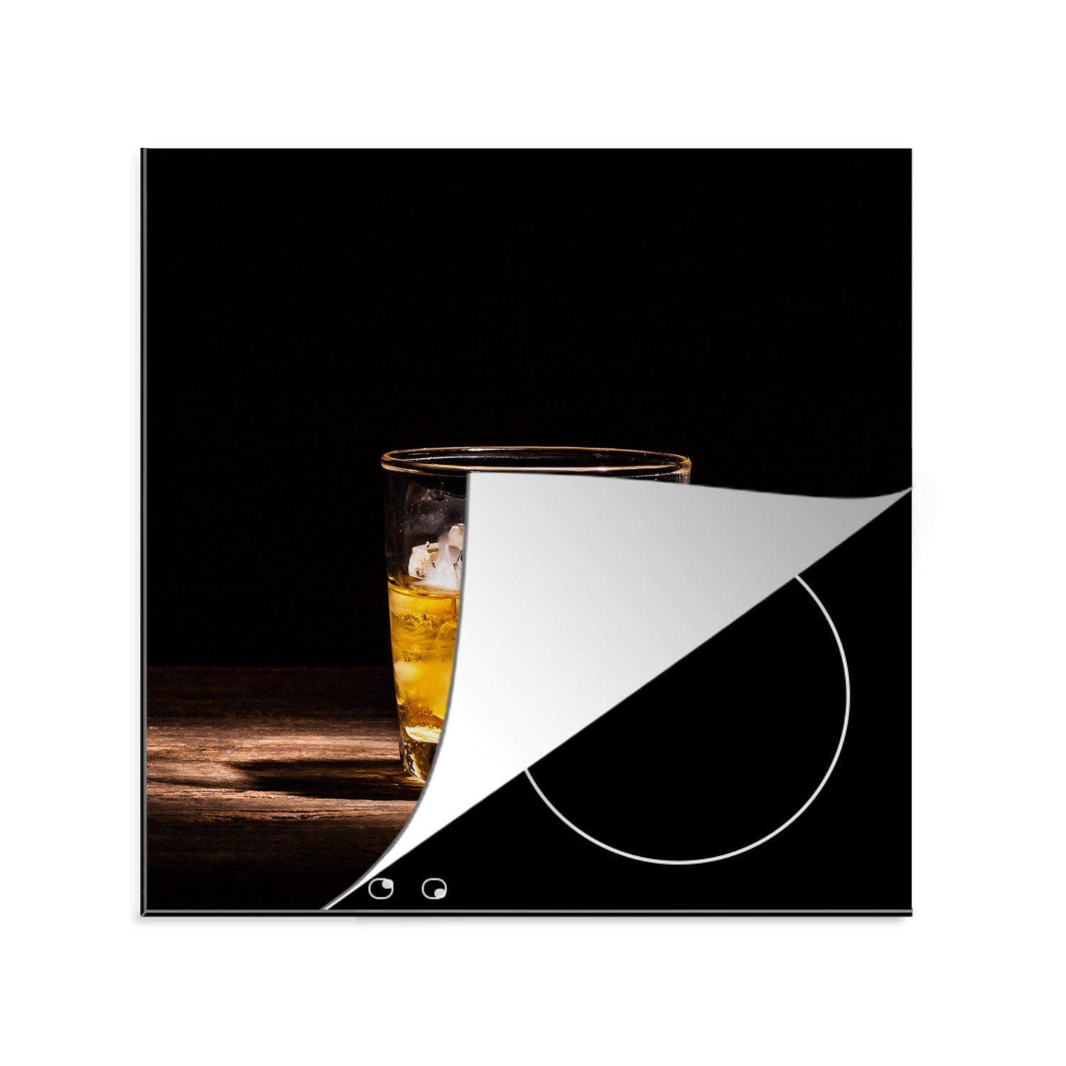 MuchoWow Herdblende-/Abdeckplatte Whiskey - Induktionsschutz - Alkohol - Glas, Vinyl, (1 tlg), 78x78 cm, Ceranfeldabdeckung, Arbeitsplatte für küche