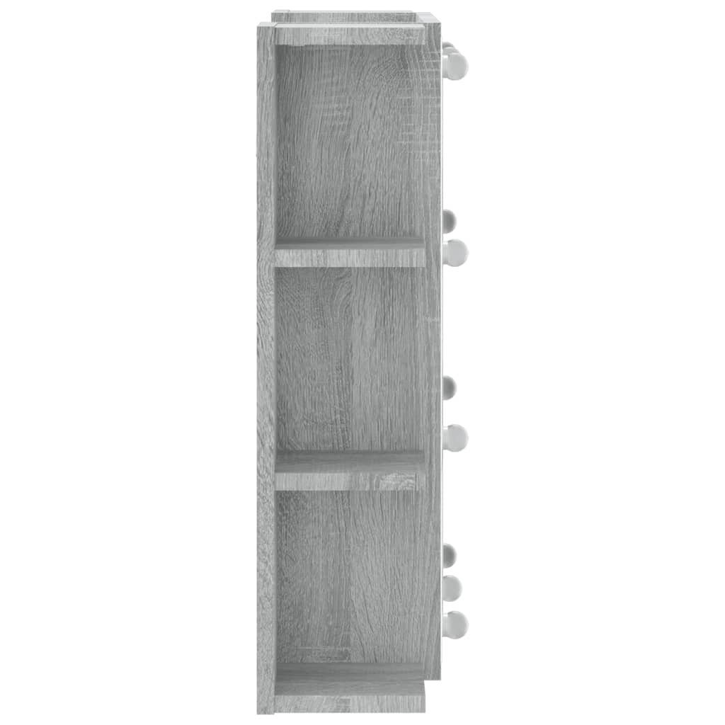 vidaXL Badezimmerspiegelschrank Spiegelschrank Sonoma mit cm 70x16,5x60 LED (1-St) Grau