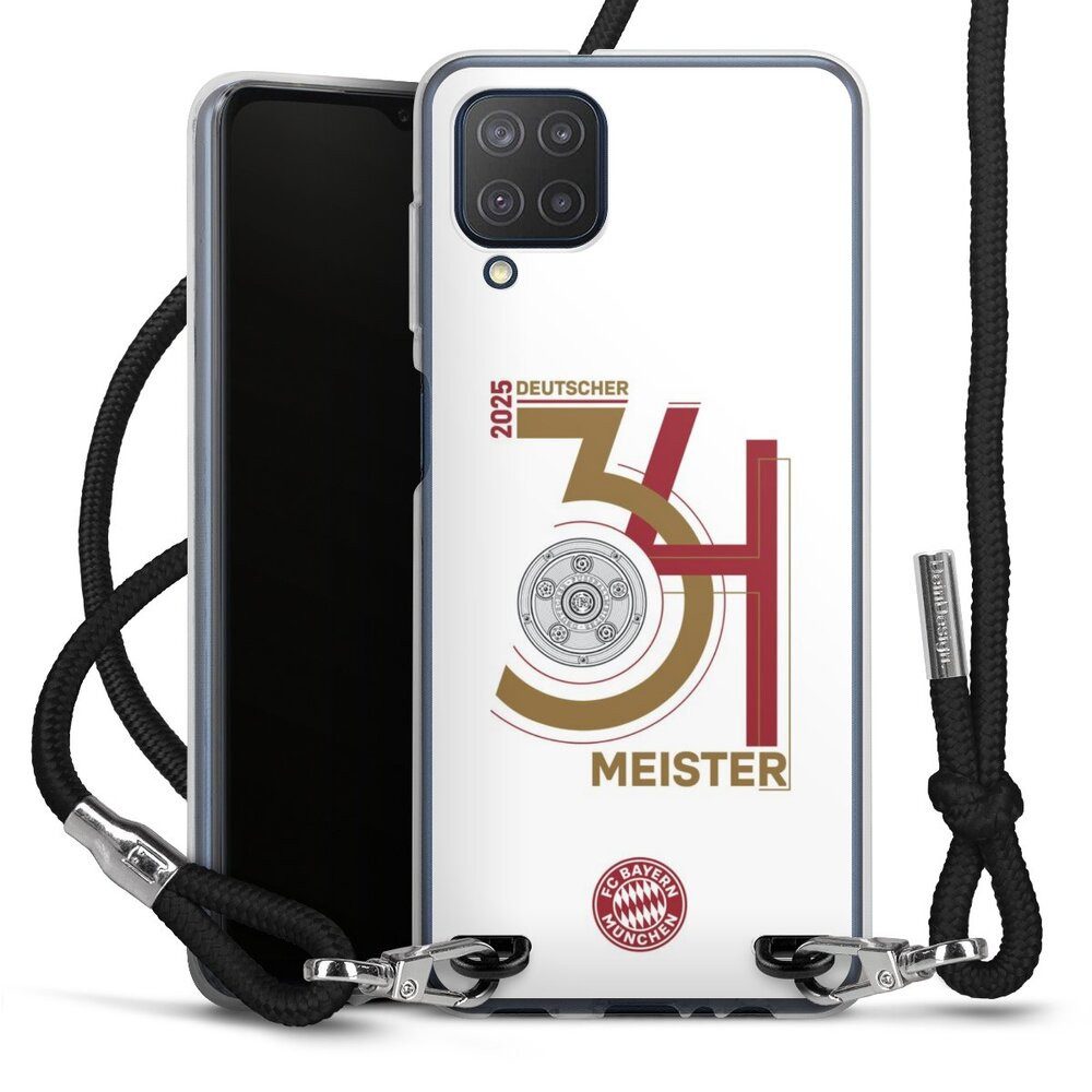 DeinDesign Handyhülle FC Bayern München Meister Offizielles Lizenzprodukt, Samsung Galaxy M12 Handykette Hülle mit Band Case zum Umhängen