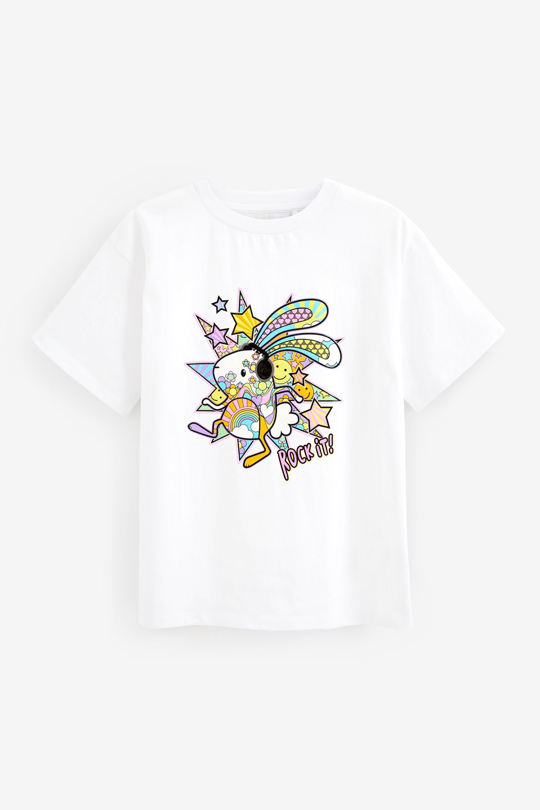 Next T-Shirt Oversize-T-Shirt mit Grafikprint (1-tlg) White Bunny Rock It