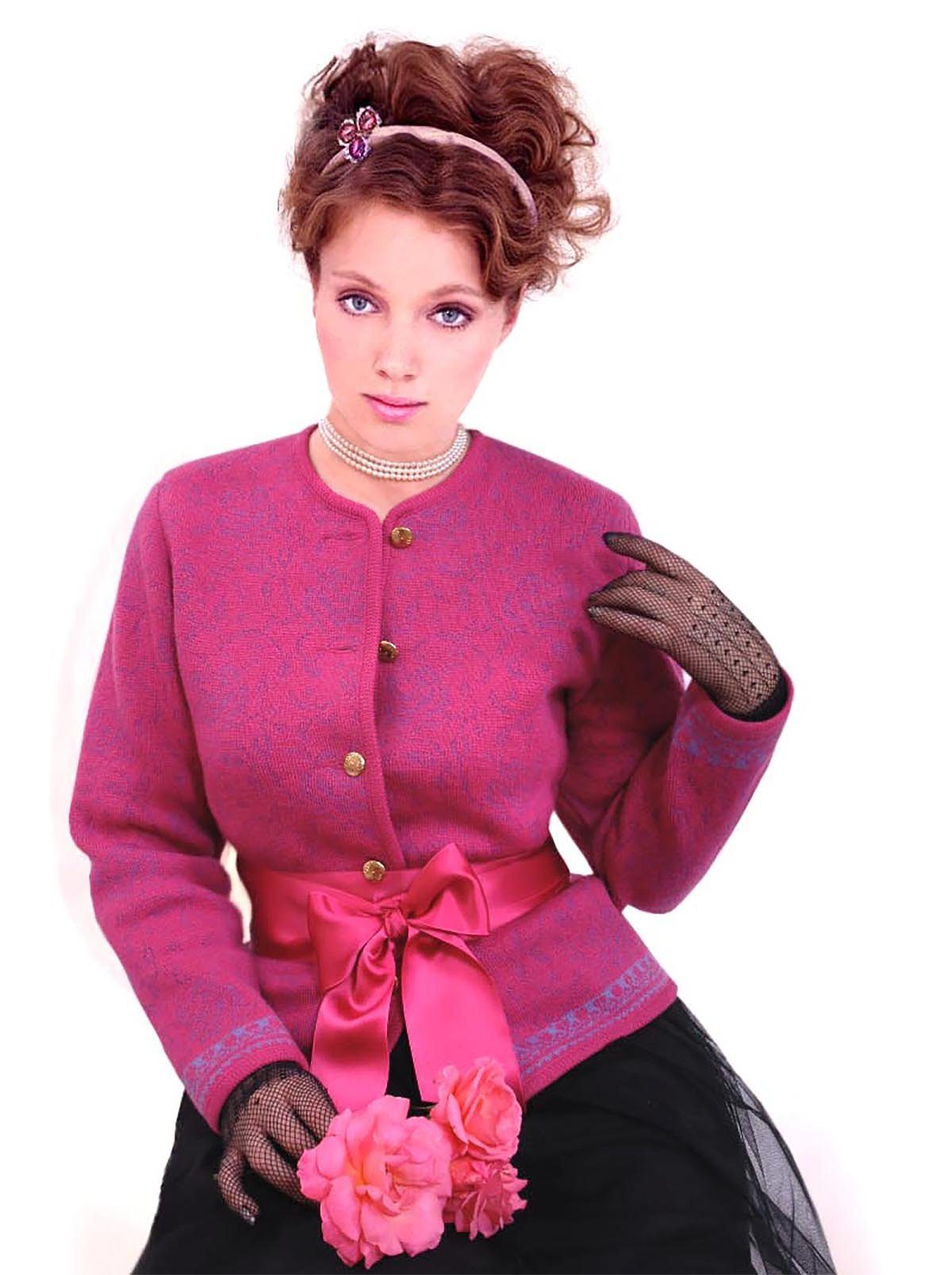 Moschen-Bayern Trachtenstrickjacke Trachtenjacke Damen Trachtenjanker Trachtenstrickjacke Strickjacke Trachten Dirndljacke Pink leicht angewalkt - stabil