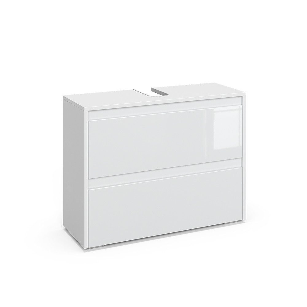 Vicco Waschbeckenunterschrank Majest, Weiß/Weiß Hochglanz, 80.1 x 62 cm mit 2 Schubladen (1-St)
