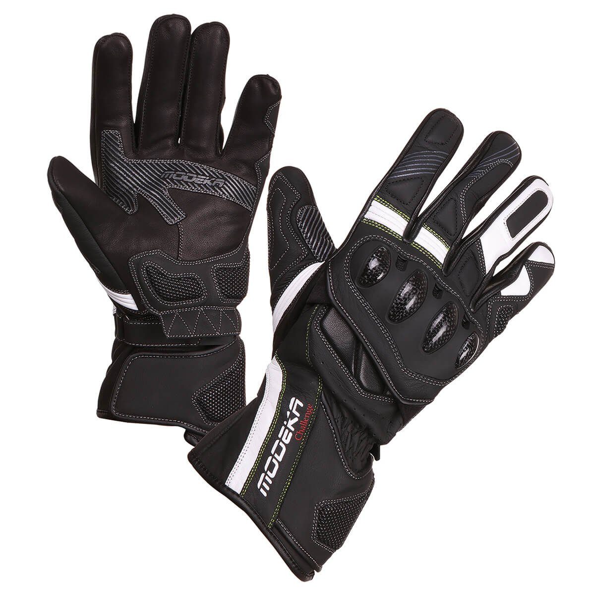 Modeka Long Modeka Motorradhandschuhe schwarz-weiß Challenge Handschuh