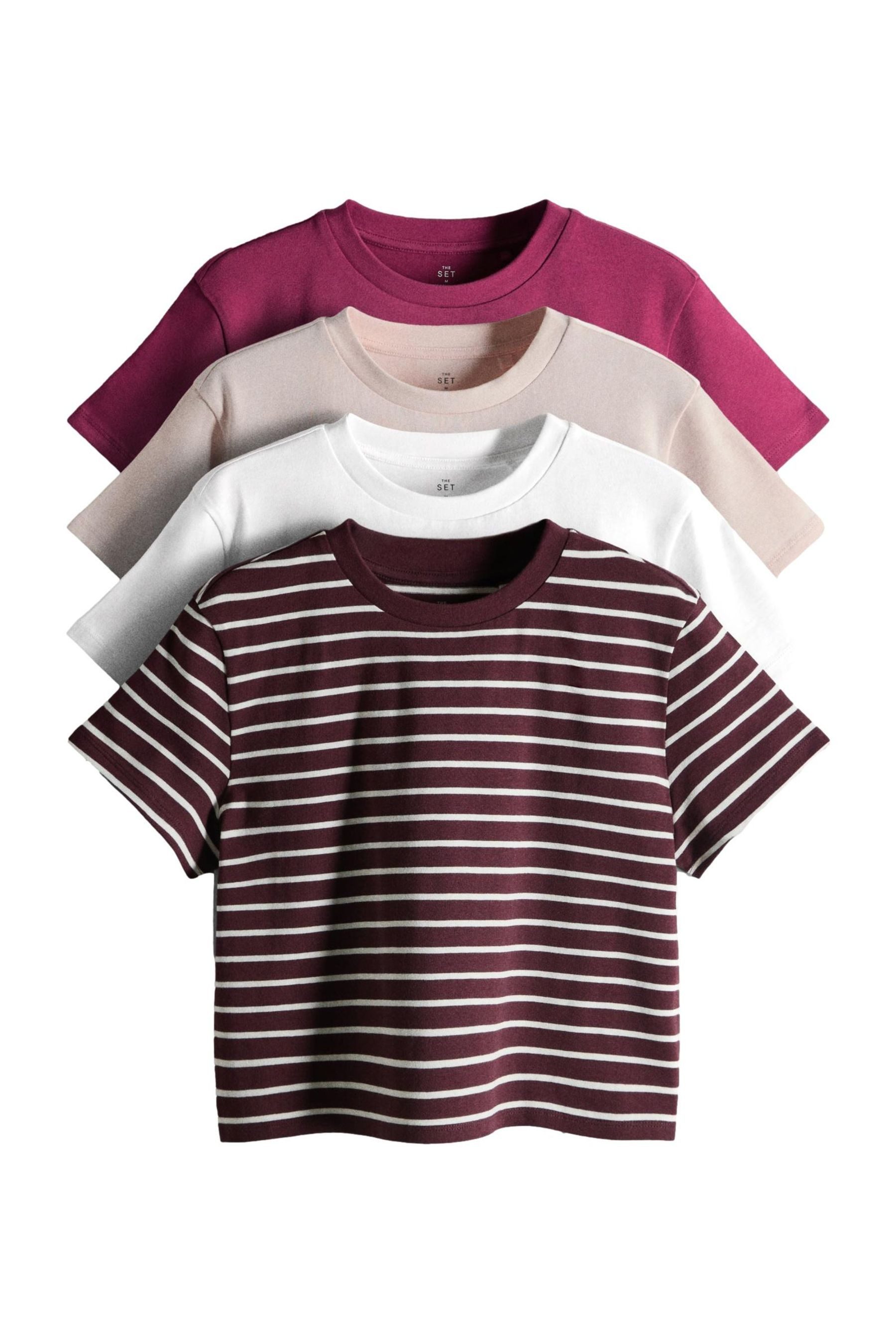 The Set T-Shirt The Set verkürzte, schwere T-Shirts, 4er-Pack (4-tlg)