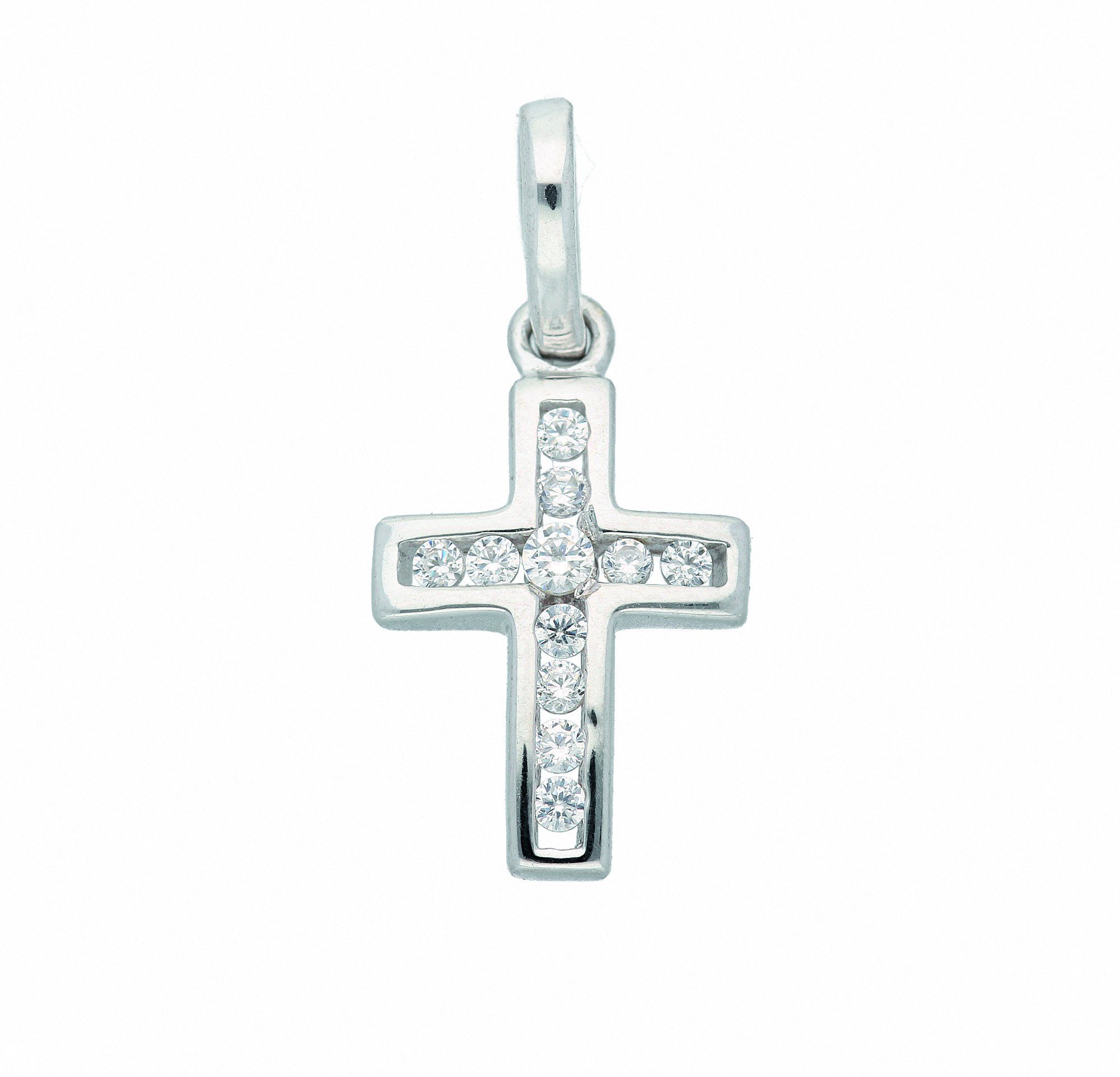 Adelia´s Kette ohne Anhänger mit Zirkonia, Anhänger - Schmuckset 333 Halskette Kreuz Set mit Weißgold