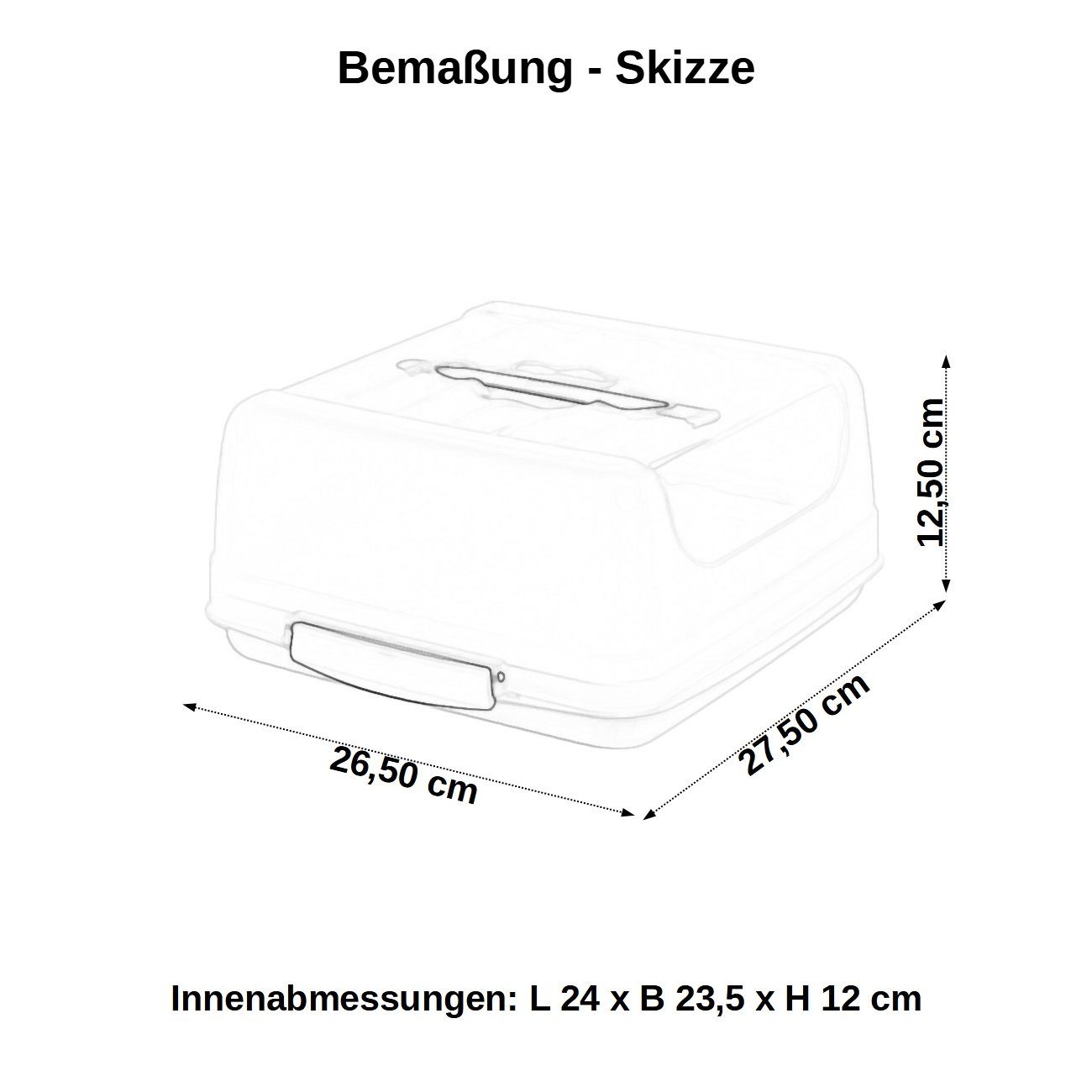 Engelland Kuchentransportbox Kuchenbox mit Hellblau Deckel, (Vorteils-Set, Kunststoff, und transparentem Klickverschluss, Glitzer/Weiß sicheres 1-tlg., rechteckig, Transportieren), mit Kunststoff BPA-frei, Tragegriff
