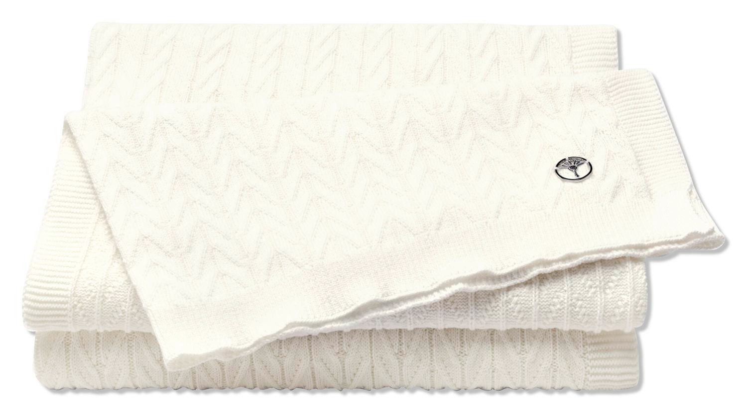 Wolldecke Weavelle feine Strick-Qualiät neue Kollektion 2026, JOOP!, hochwertig gestricktes Fischgrat und Zopfmuster, 100% Baumwolle