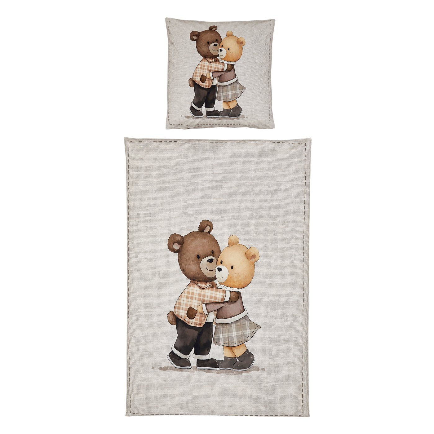 BOLTZE GRUPPE GmbH Bettwäsche Henry Kuschelbär Wendebettwäsche 135x200 Bärendesign Beige Baumwollmix, 2 teilig