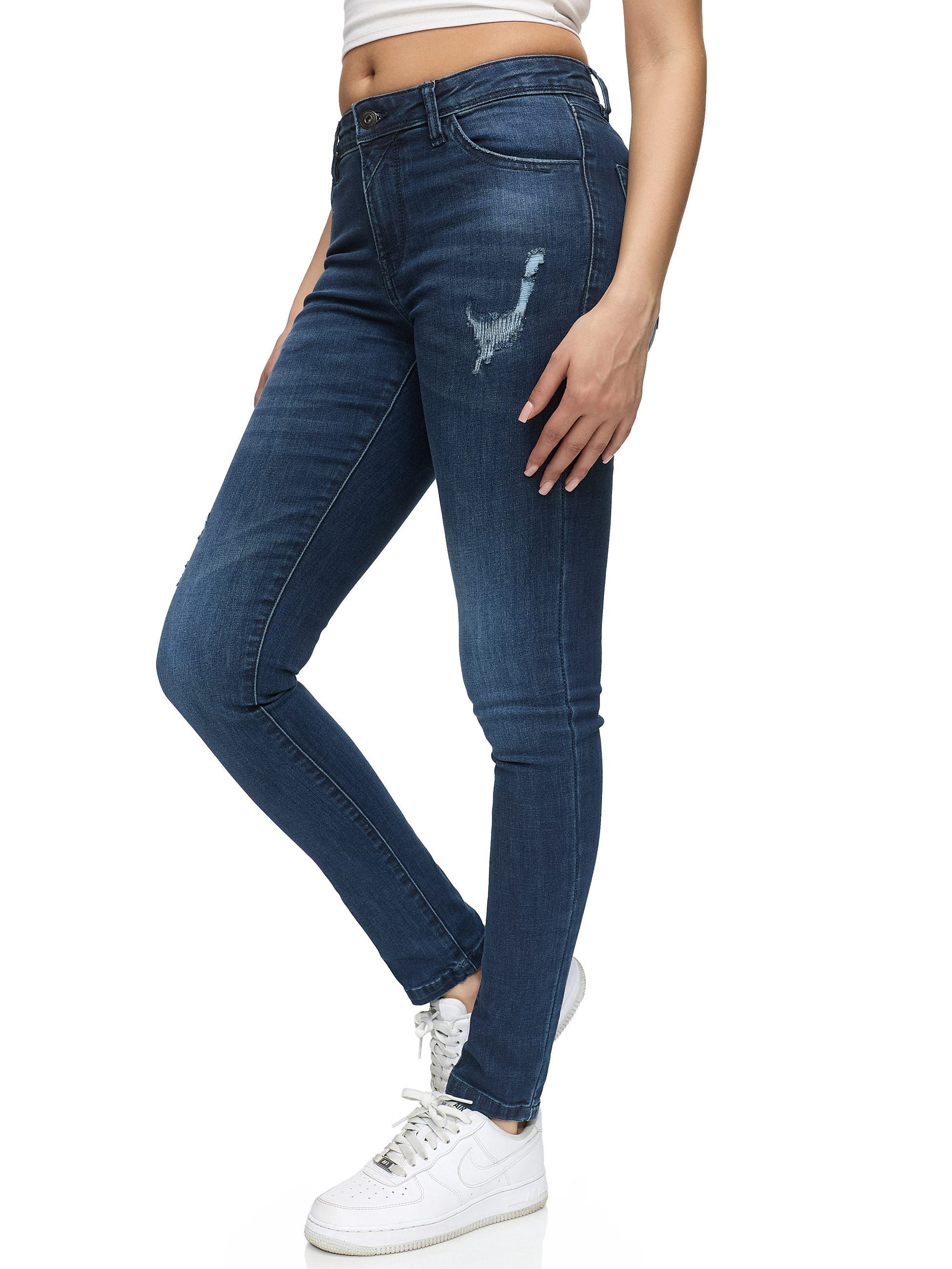 REPUBLIX Stretch-Jeans STELLA Damen Destroyed Mid Waist Stretch Denim Jeans – Bild 4 von 5