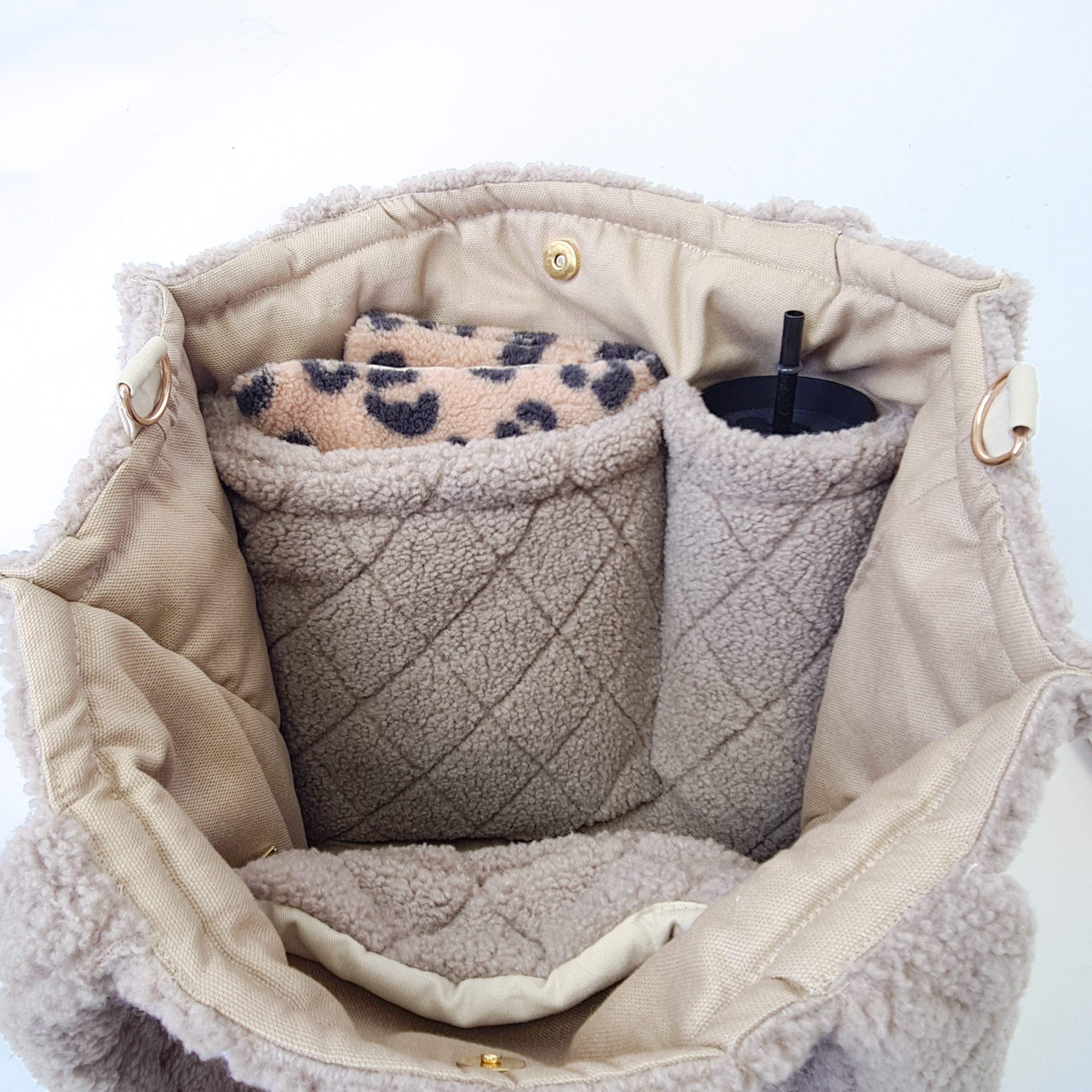 LittleANTunique Kinderwagen-Tasche Wickeltasche I Shopper I Teddy beige I Mommy Bag