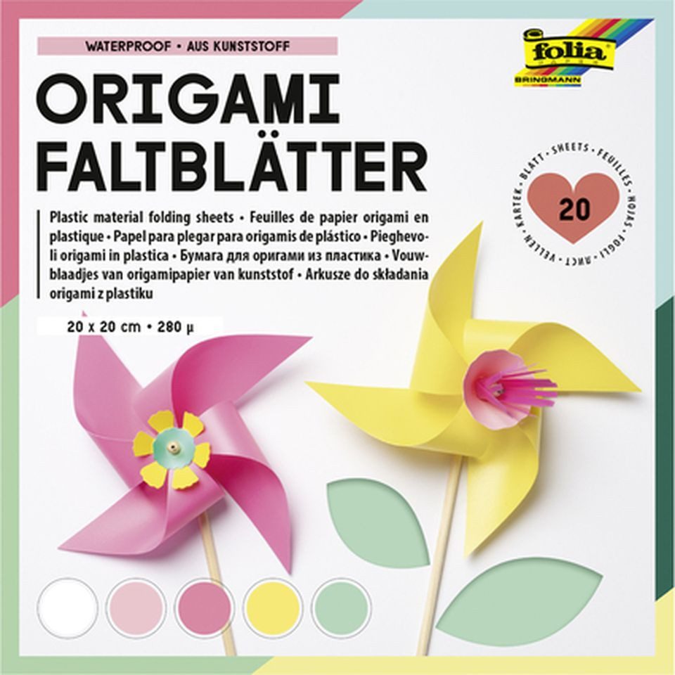 Folia Max Bringmann KG Bastelkartonpapier Origami-Faltblätter, 200 x 200 mm, aus Kunststoff