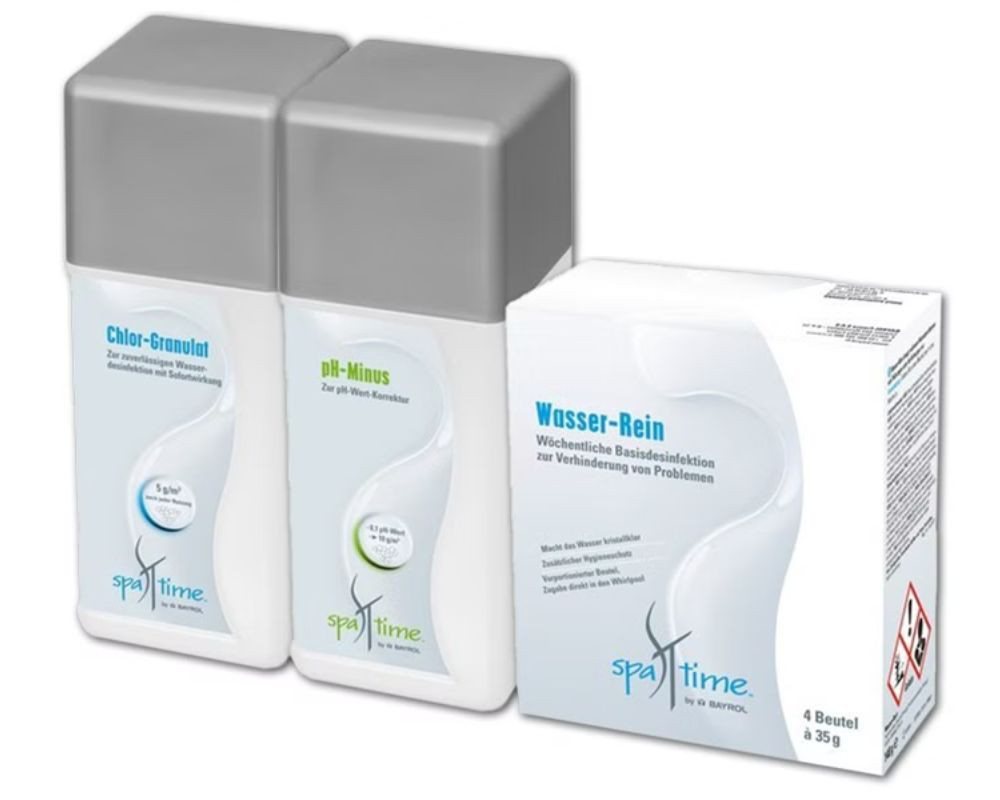 Bayrol Poolpflege SpaTime Set Chlor Granulat + pH-Minus + Wasser-Rein