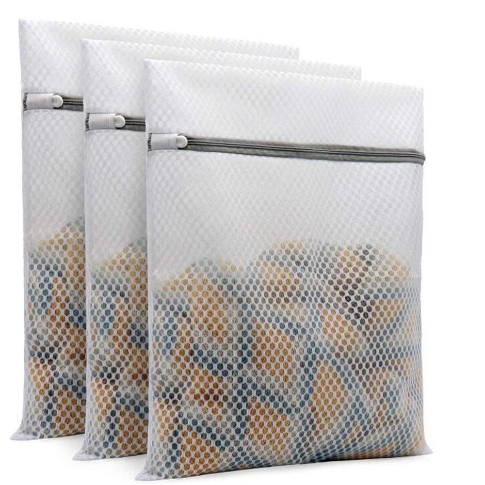 Zaewry Wäschenetz 3 Stück Wäschesäcke mit Wabenstruktur, Wäschenetz für Waschmaschine, mit Reißverschluss Wäschebeutel Ideal für Feinwäsche