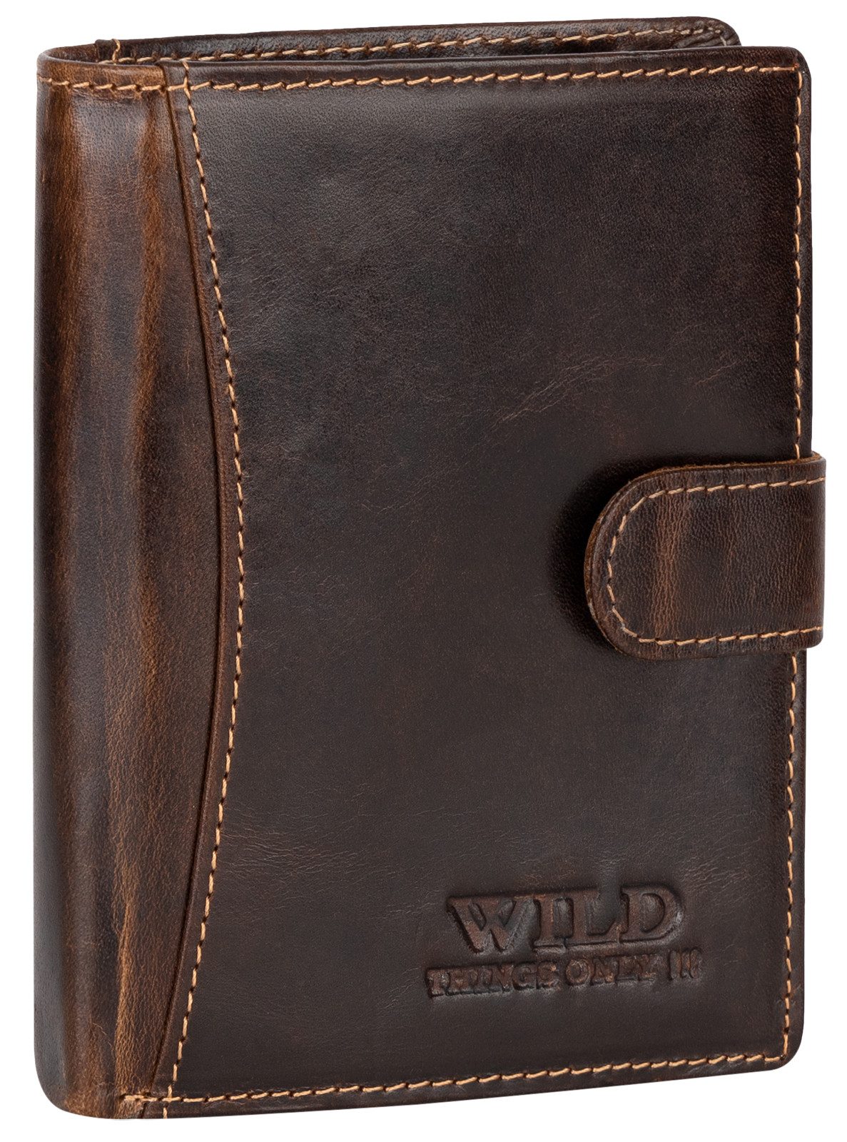 Wild Things Only !!! Geldbörse RFID echt Leder Portemonnaie Geldbörse Riegelbörse Herren Hochformat, RFID Schutz