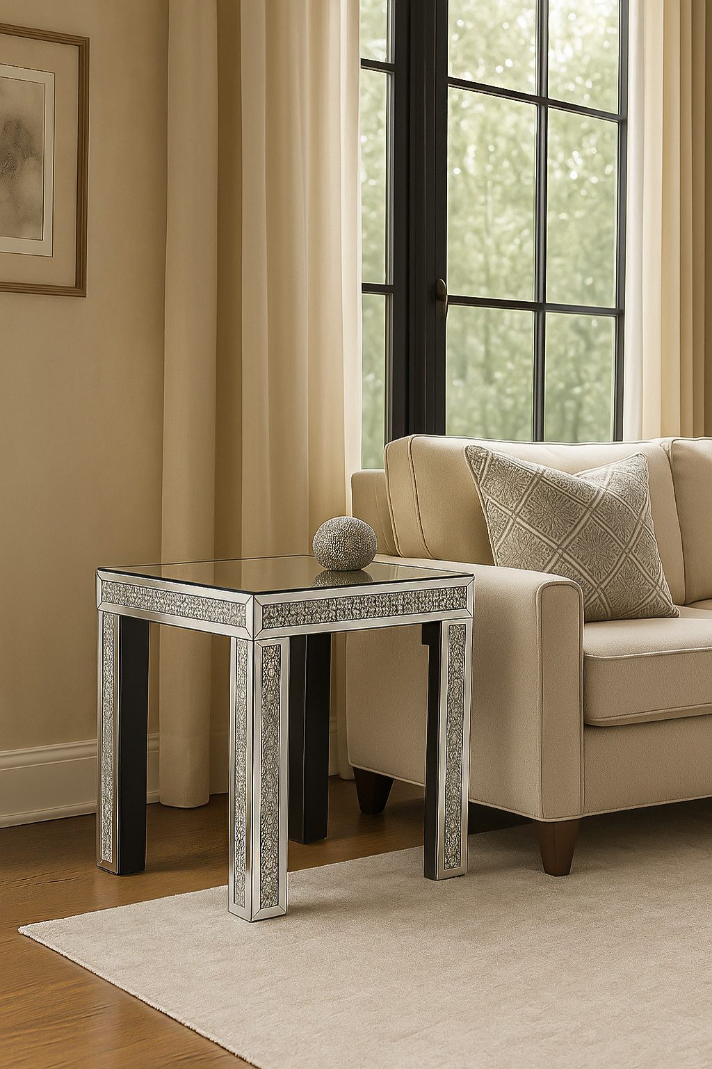 furnling Couchtisch Shine (1-St), verspiegelter Nachttisch, Beistelltisch, Glitzer-Effekt, Höhe 50 cm