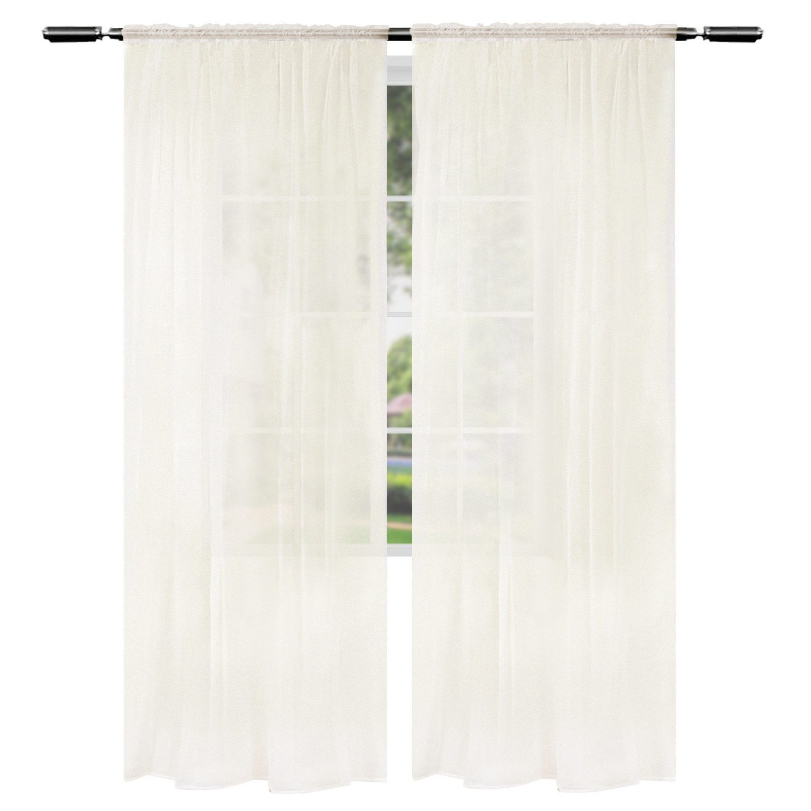 Woltu Gardine (2 St), Kräuselband, halbtransparent, 2er-Set mit Kräuselband günstig online kaufen