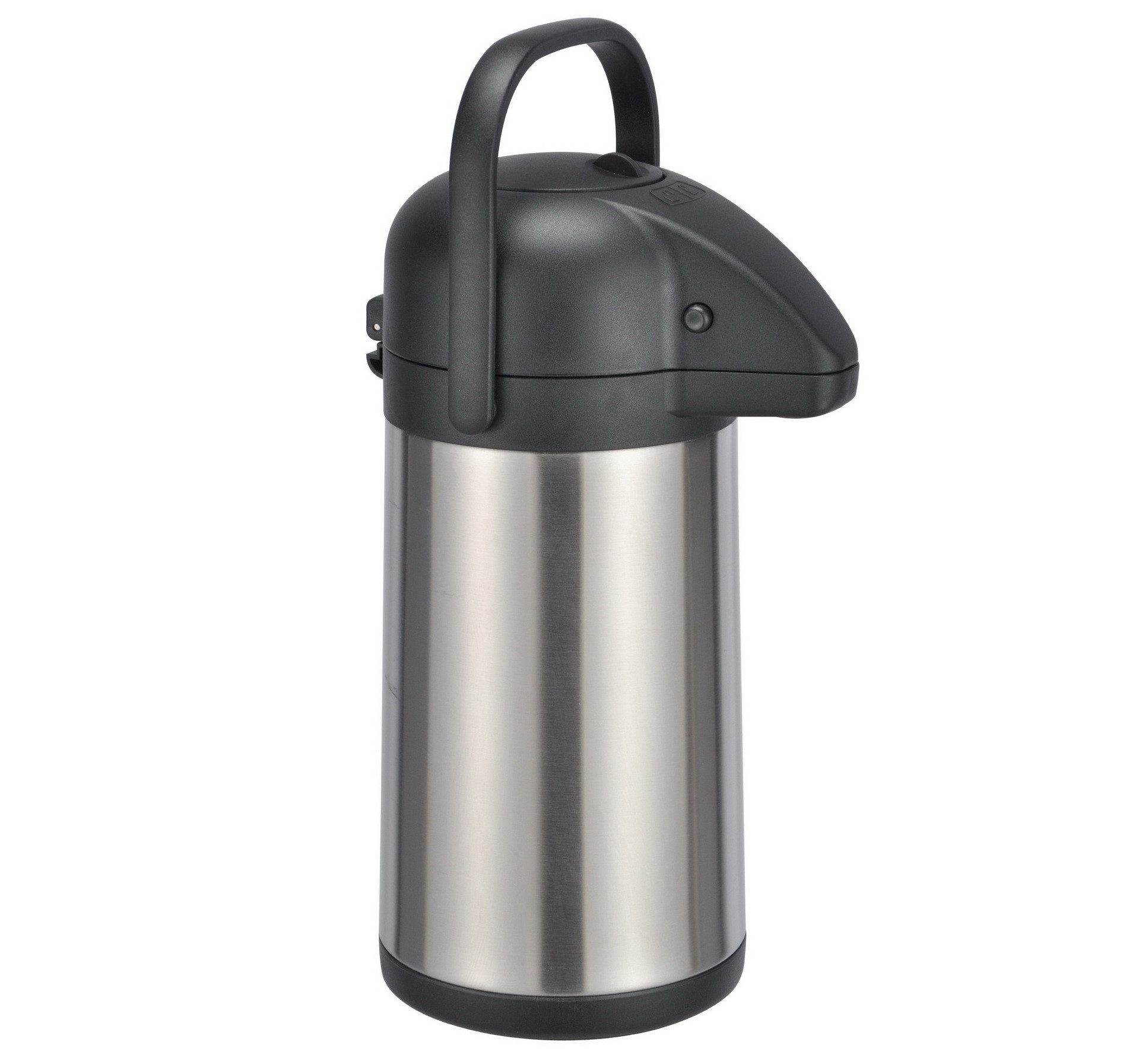 Haushalt International Pump-Isolierkanne Edelstahl Airpot Thermokanne mit Pumpfunktion Getränkespender, 2.2 l, (doppelwandig isolierte Pumpkanne, für heiße oder kalte Getränke)